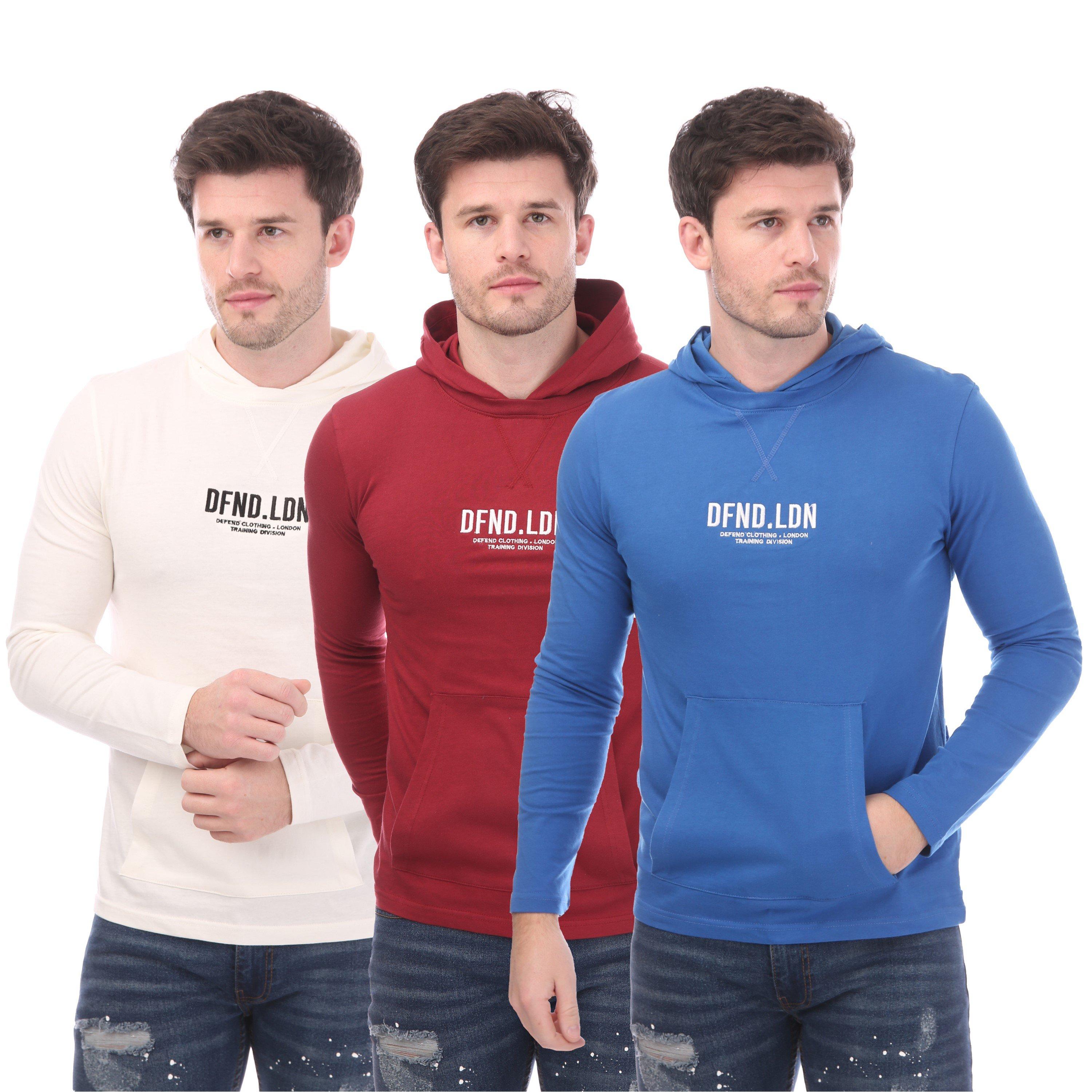 White/Blue/Burg - DFND London - Men's Long-Sleeve T-Shirt - 1
