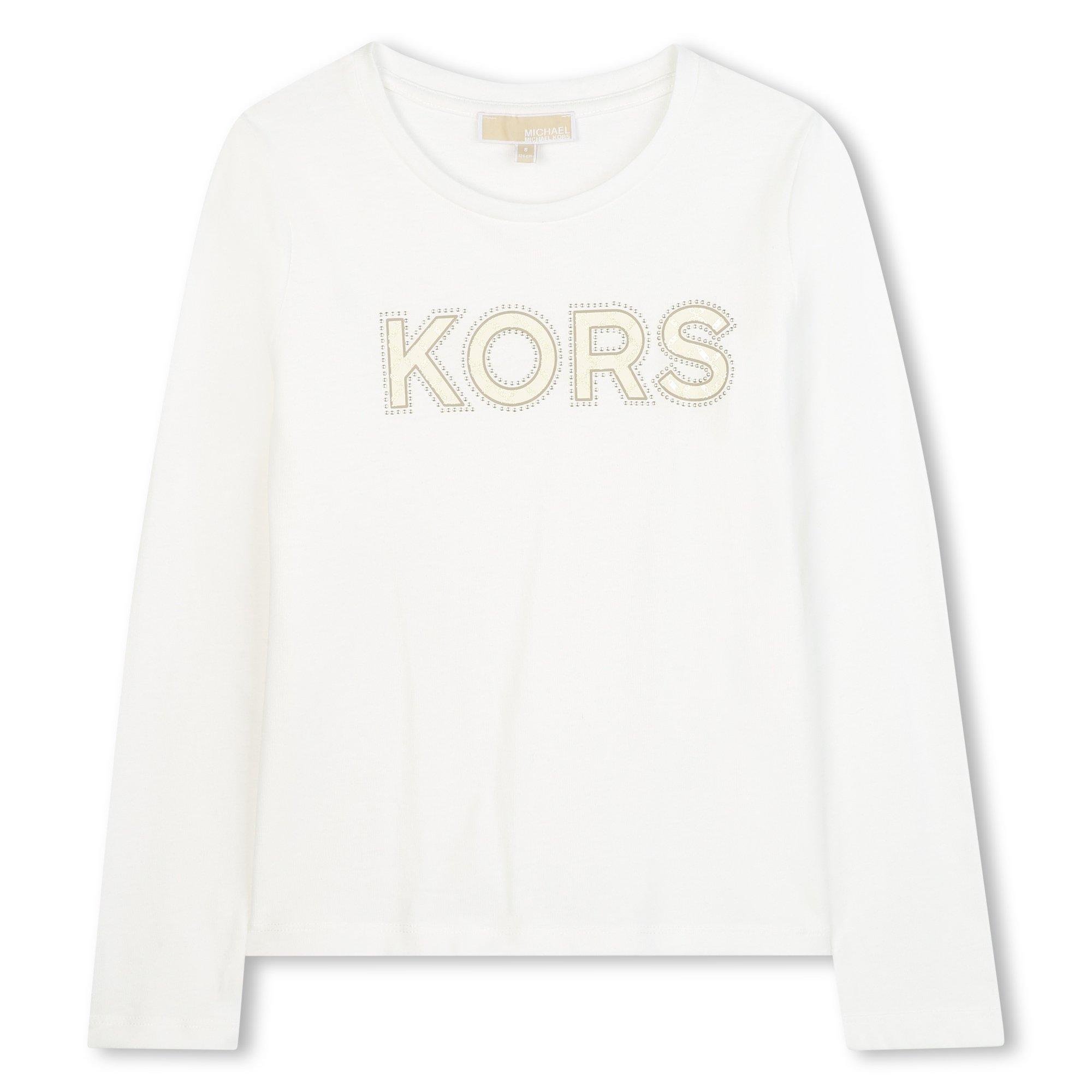 Michael Kors Girls Kids' Mk Long Sleeve T-Shirt - Cream - 12Y