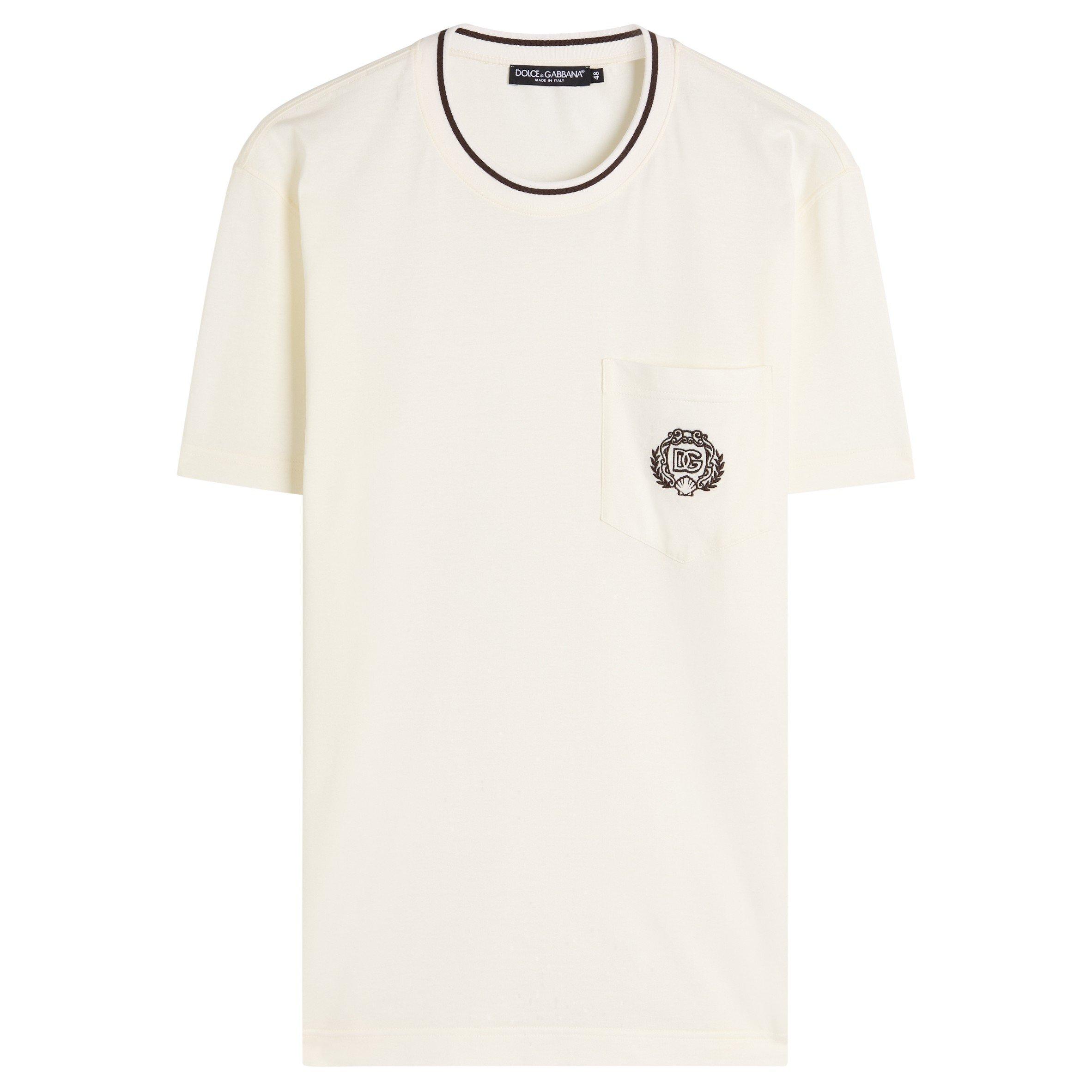 WHITE - Dolce and Gabbana - DG CREST PKT TEE