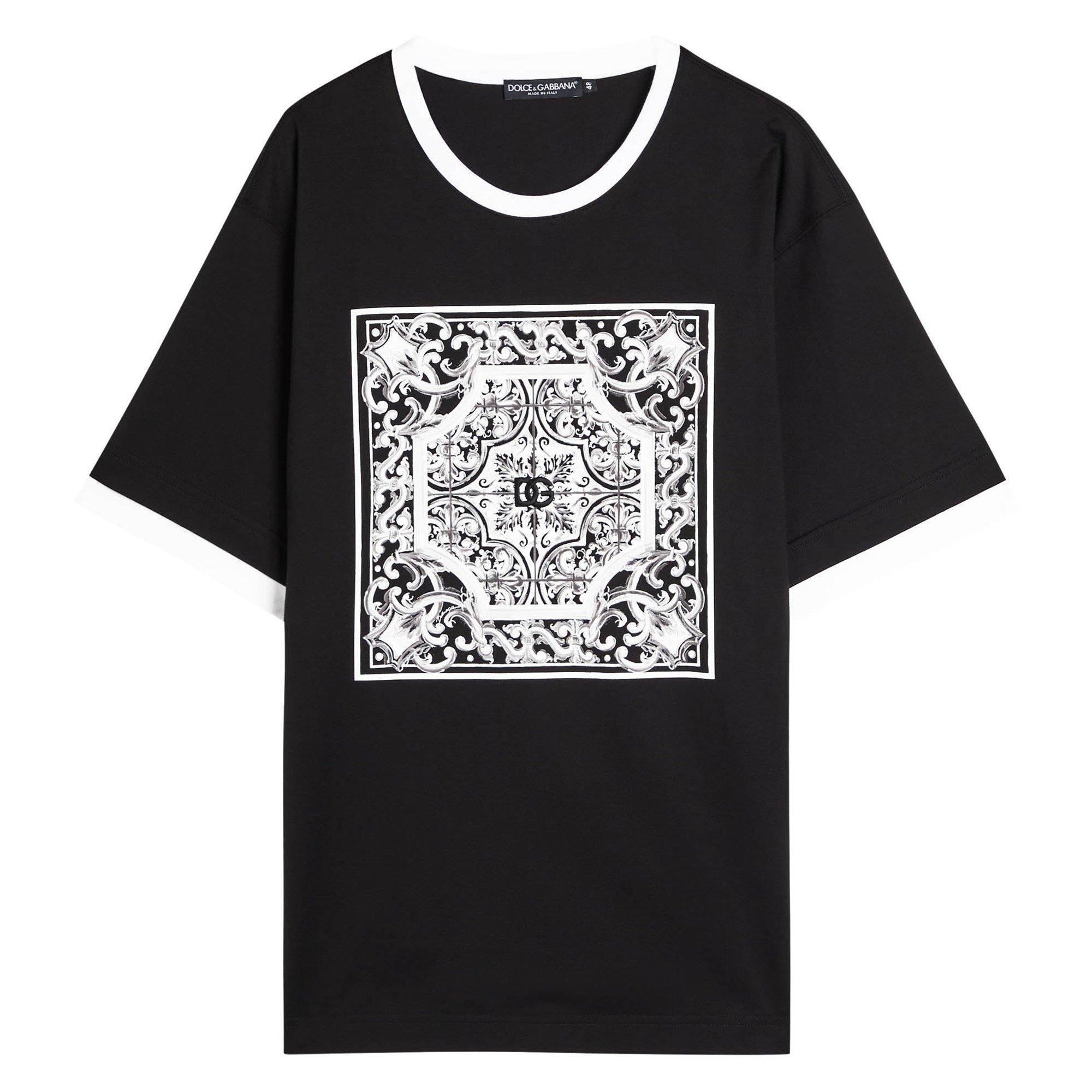 BLACK - Dolce and Gabbana - DG SQUARE PRINT TEE