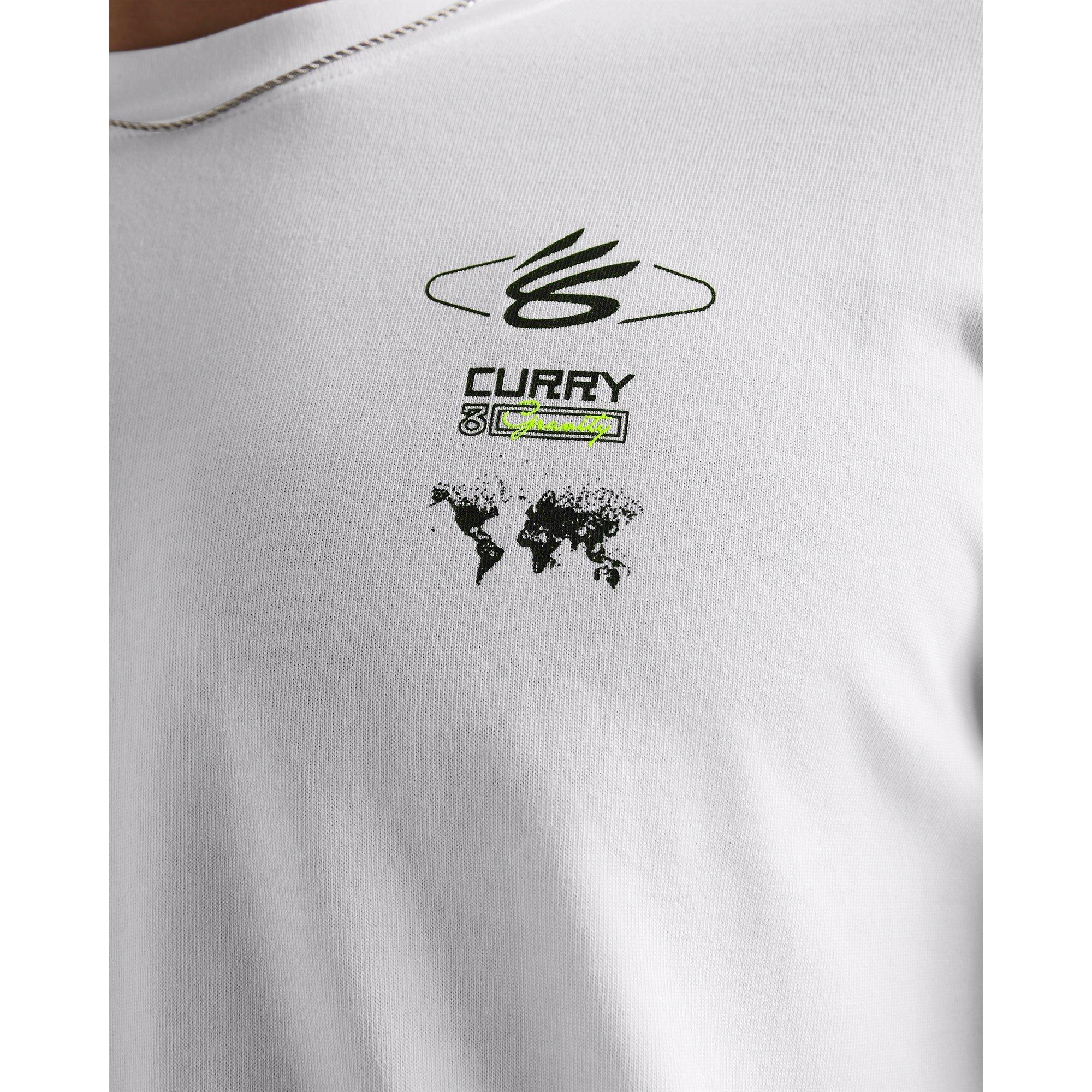 Wht/Yellow/Blk - Under Armour - Curry Verbiage Heavyweight Long Sleeve T-Shirt Adults - 5