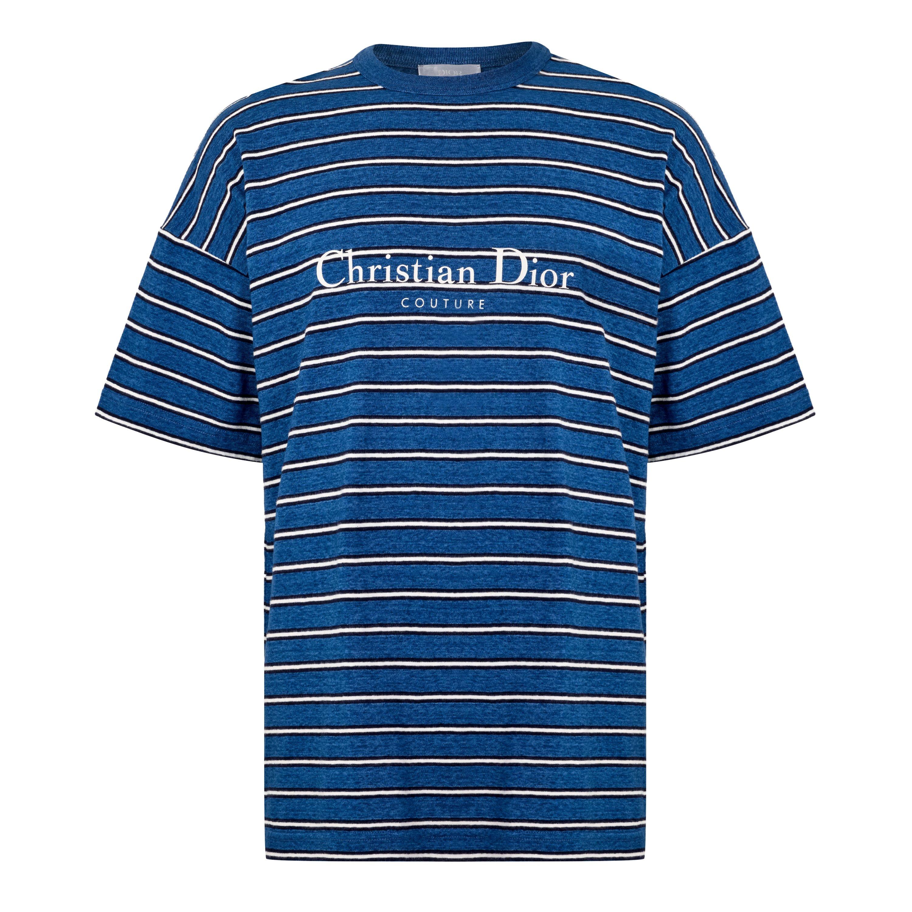 BLUE AND OTHER - DIOR - Men's CD Stripe Logo Oversized-Fit T-Shirt - 1