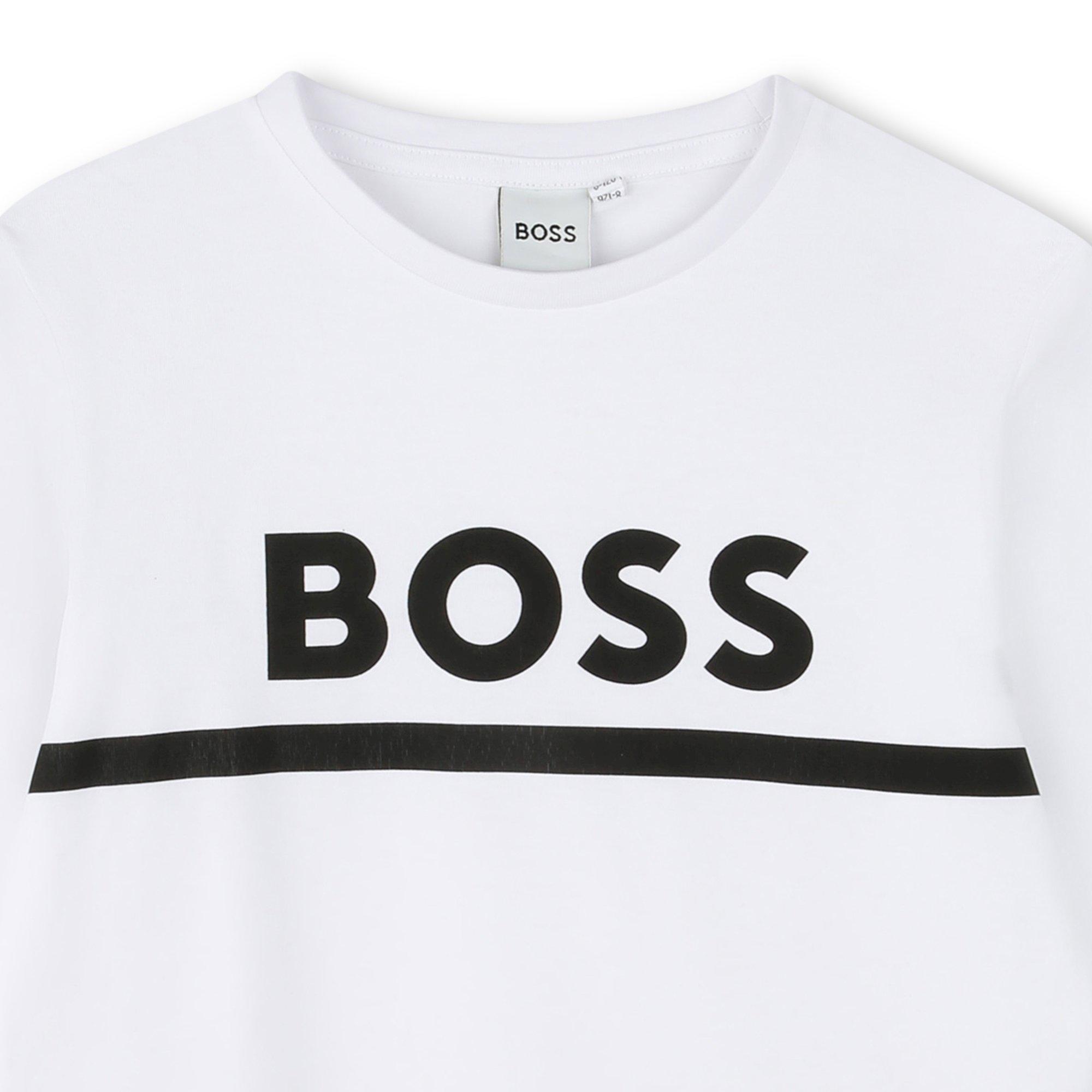 Bianco 10P - Boss - Kids Long-sleeve Large Logo Tee, Iconic Logo Print T-Shirt - 2