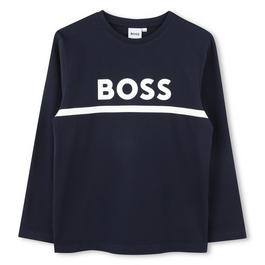 Boss Long Sleeve Logo Print T shirt Junior Boys