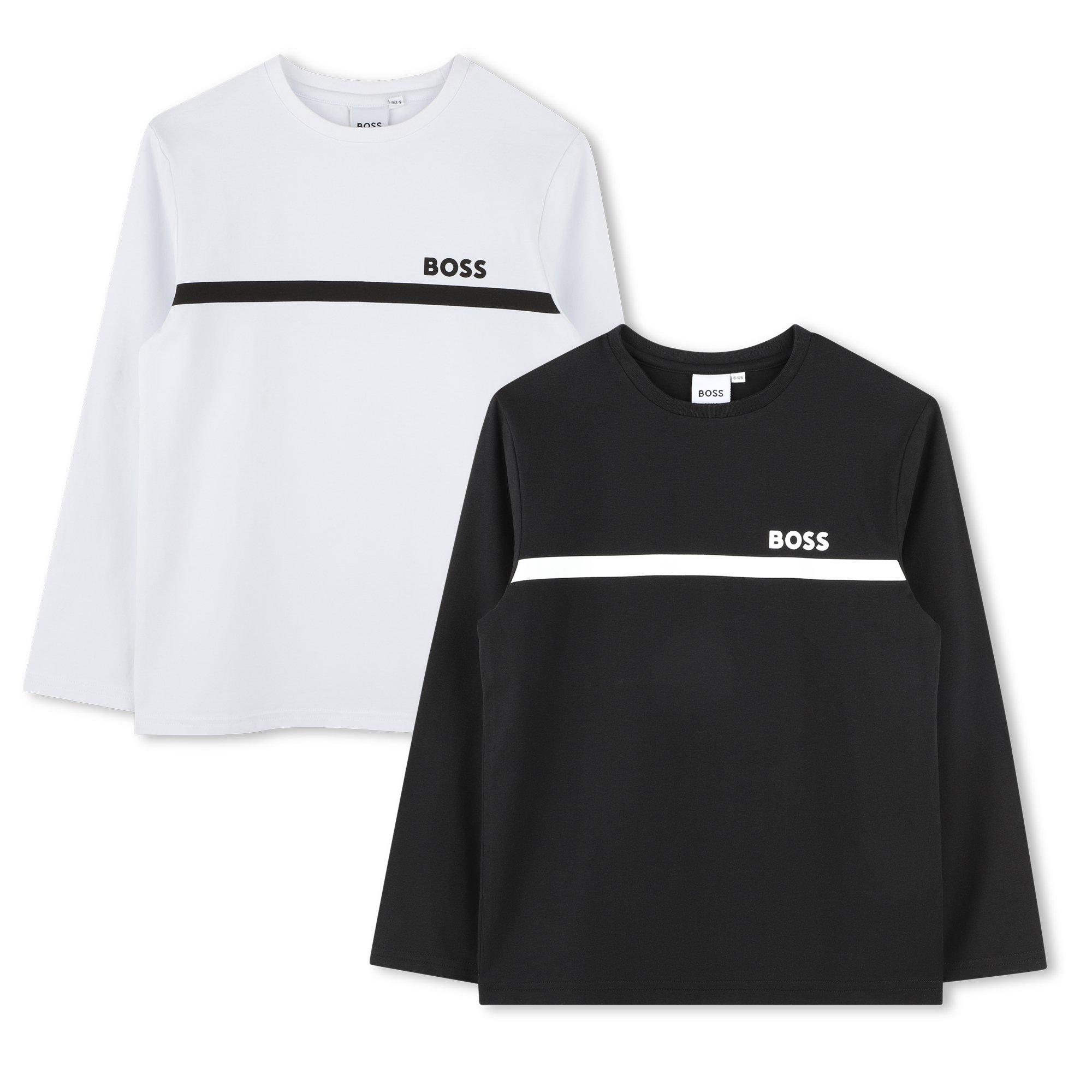 Zwart/Wit M41 - Boss - Kids 2 Pack Long-sleeve T-Shirt, Iconic Logo Design - 1