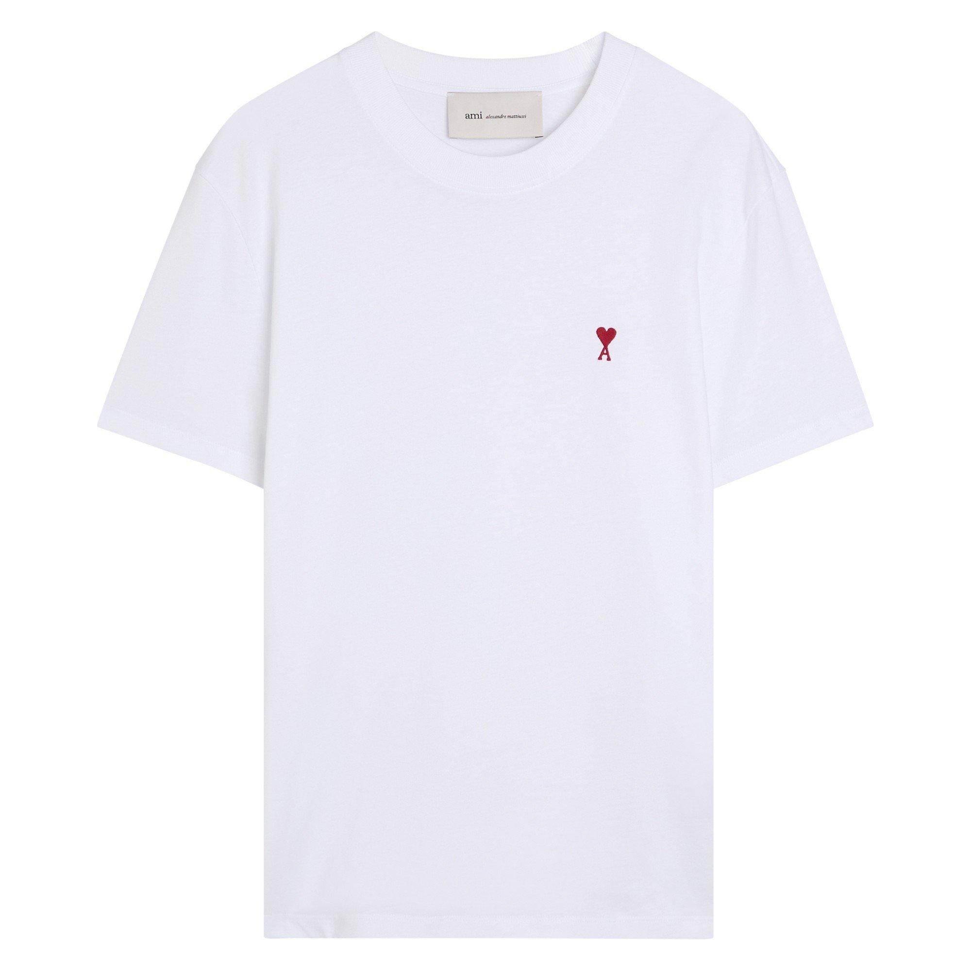 WHITE - AMI Paris - Men's Ami de Coeur Short-Sleeve Cotton T-Shirt - 1