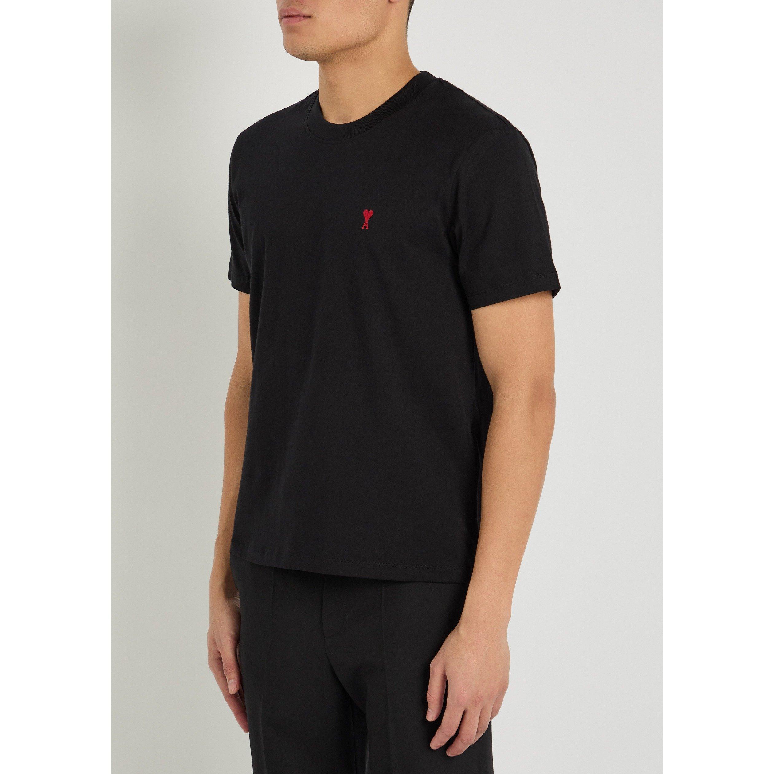 BLACK - AMI Paris - Men's Ami de Coeur Short-Sleeve Cotton T-Shirt - 2