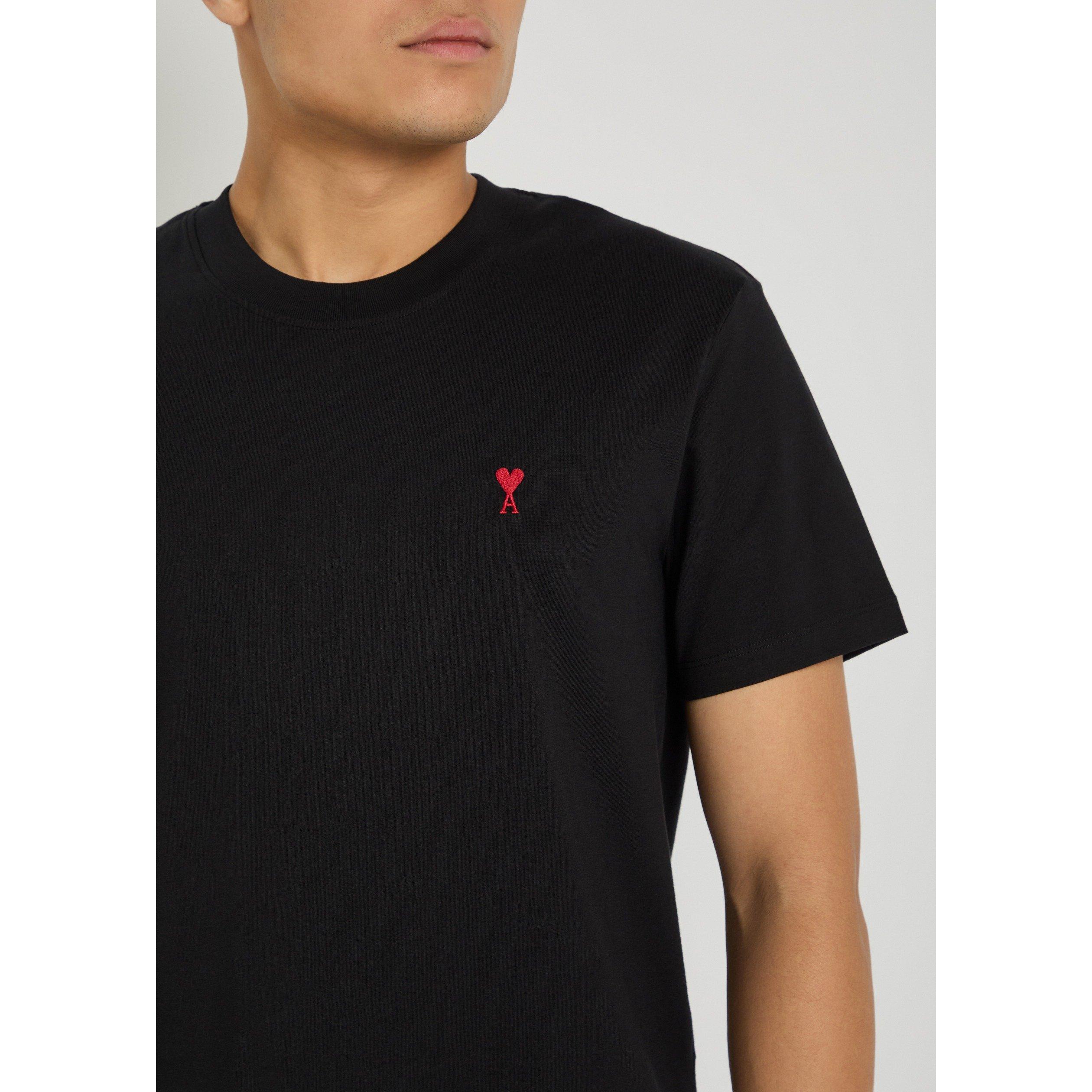 BLACK - AMI Paris - Men's Ami de Coeur Short-Sleeve Cotton T-Shirt - 4