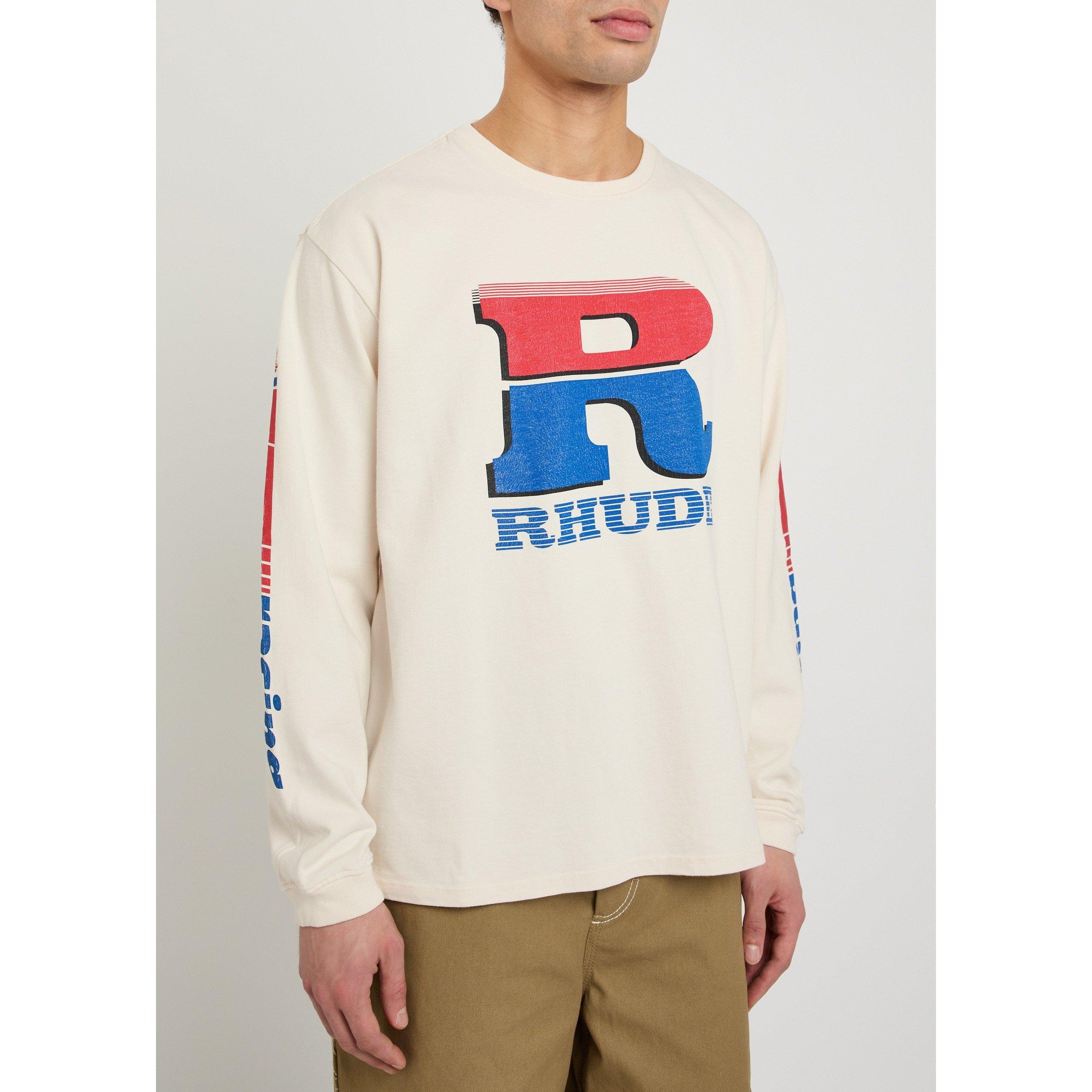 WHITE - Rhude - Men's Split Petrol Logo Cotton T-Shirt - 2