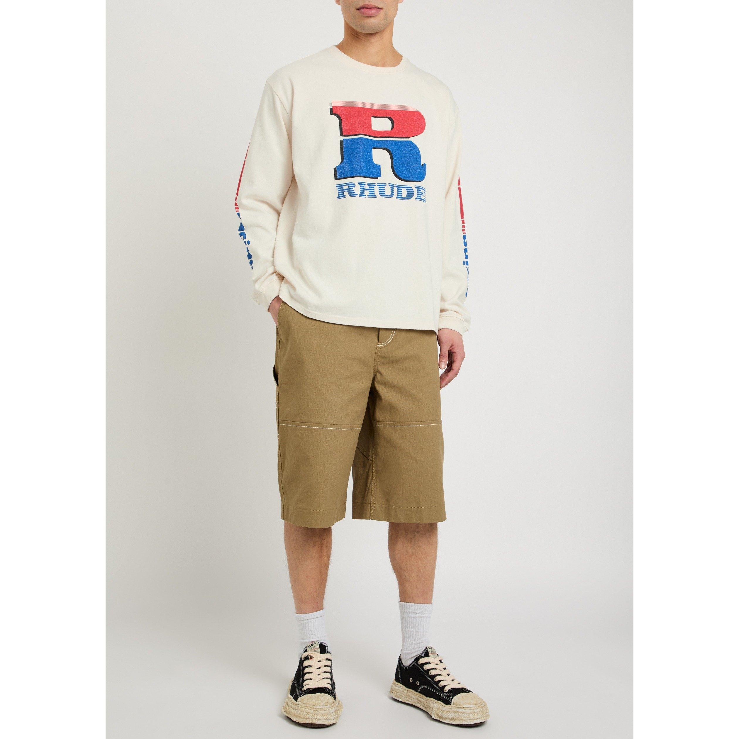 WHITE - Rhude - Men's Split Petrol Logo Cotton T-Shirt - 5