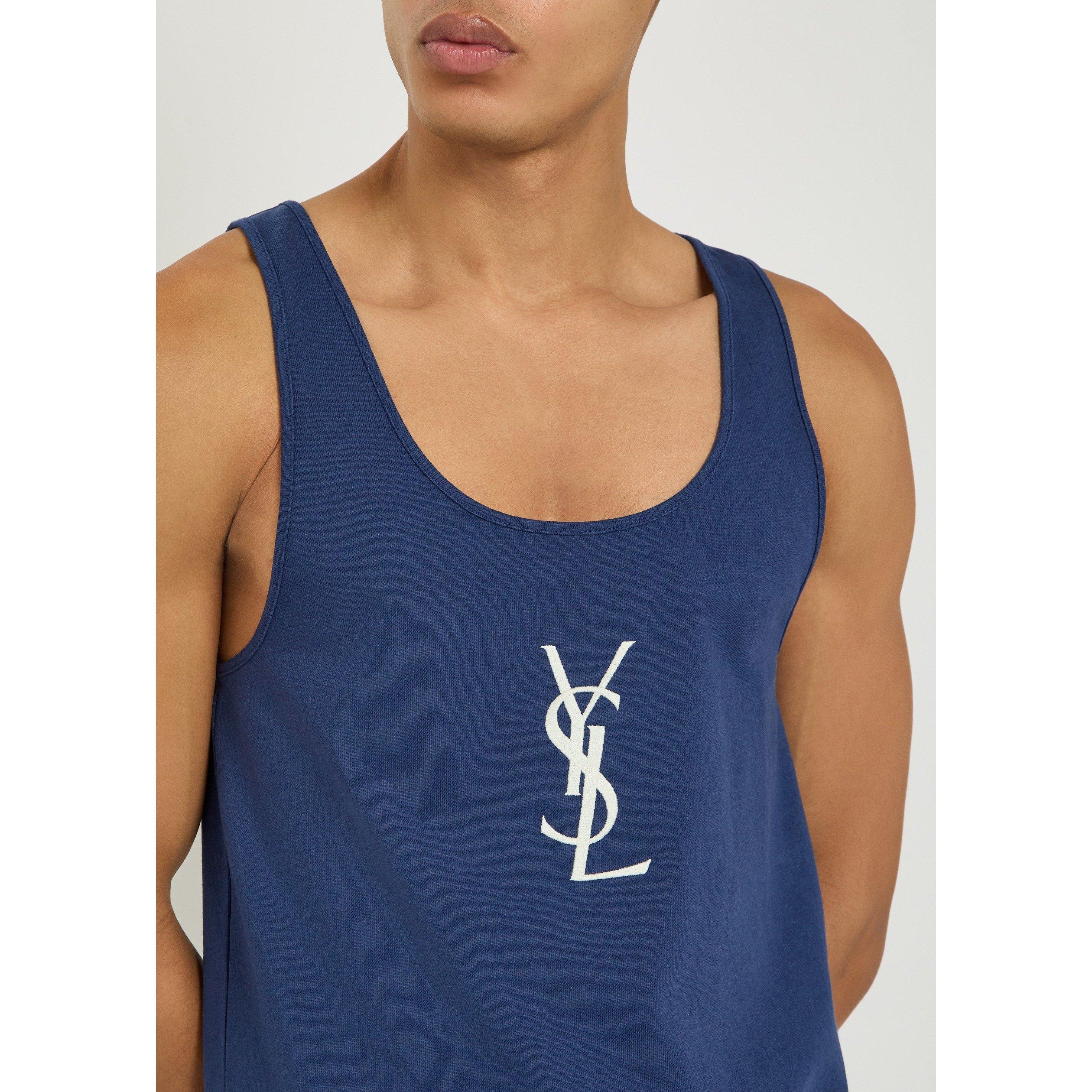BLUE - Saint Laurent - YSL DEBARDEUR BIG LOGO C - 4
