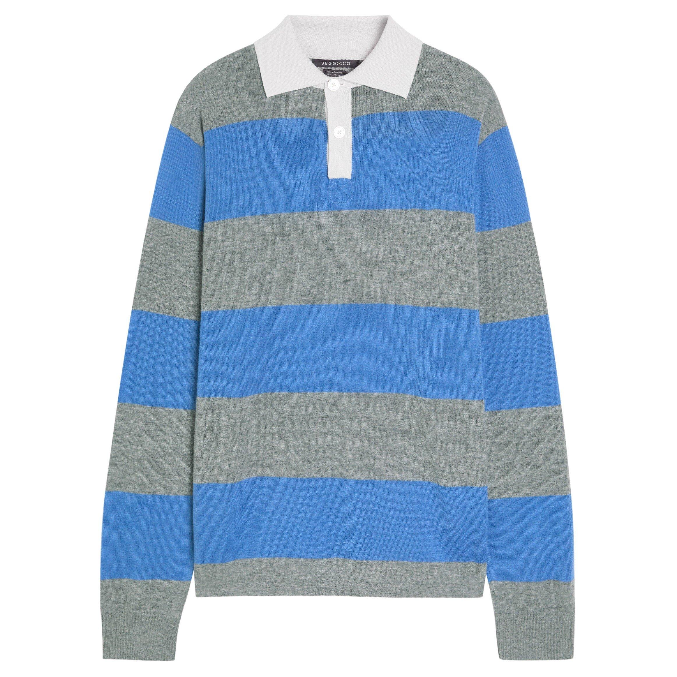 GREY AND OTHER - Begg Scotland - BXC KNIT RUGBY STRIPE SHIRT LS - 1