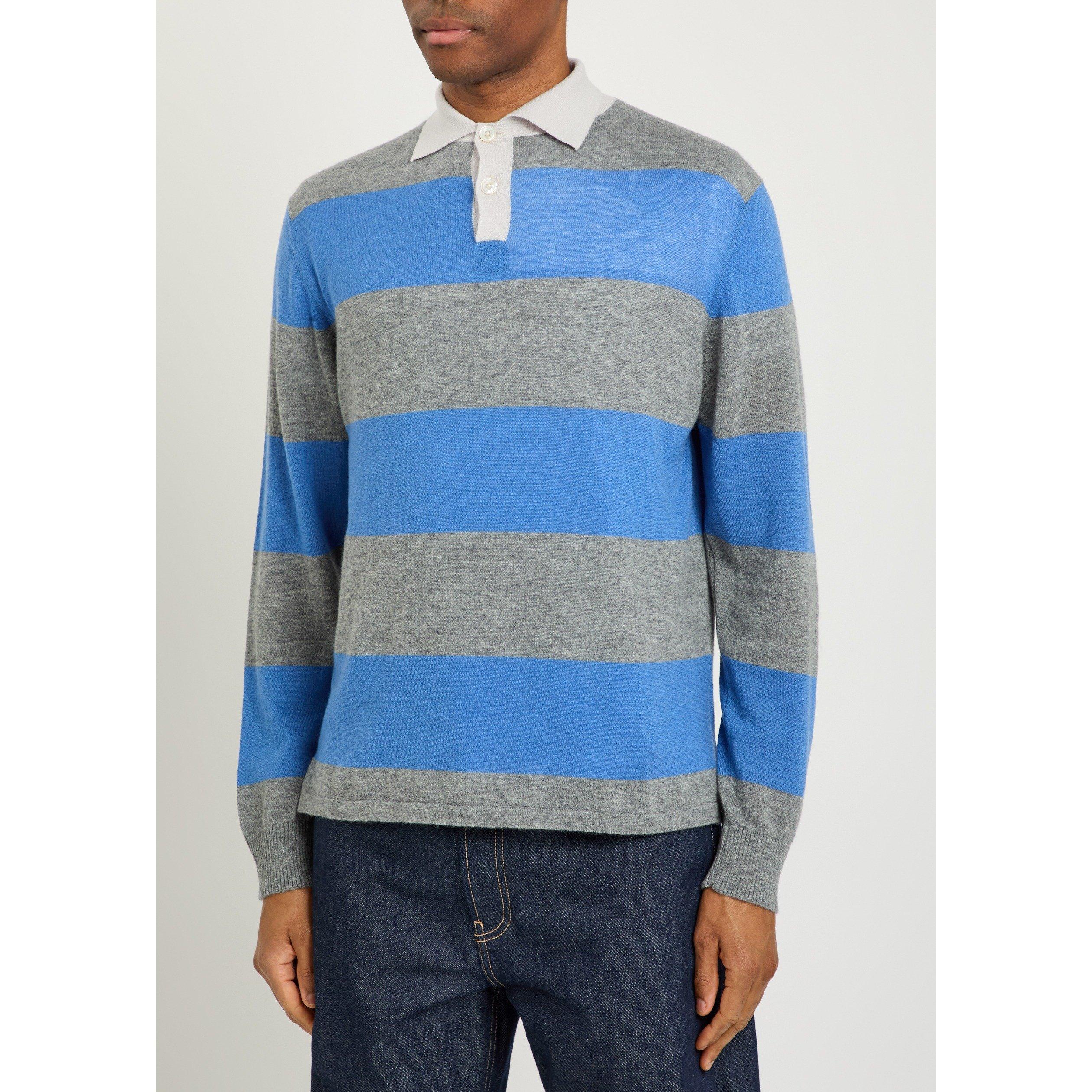 GREY AND OTHER - Begg Scotland - BXC KNIT RUGBY STRIPE SHIRT LS - 2