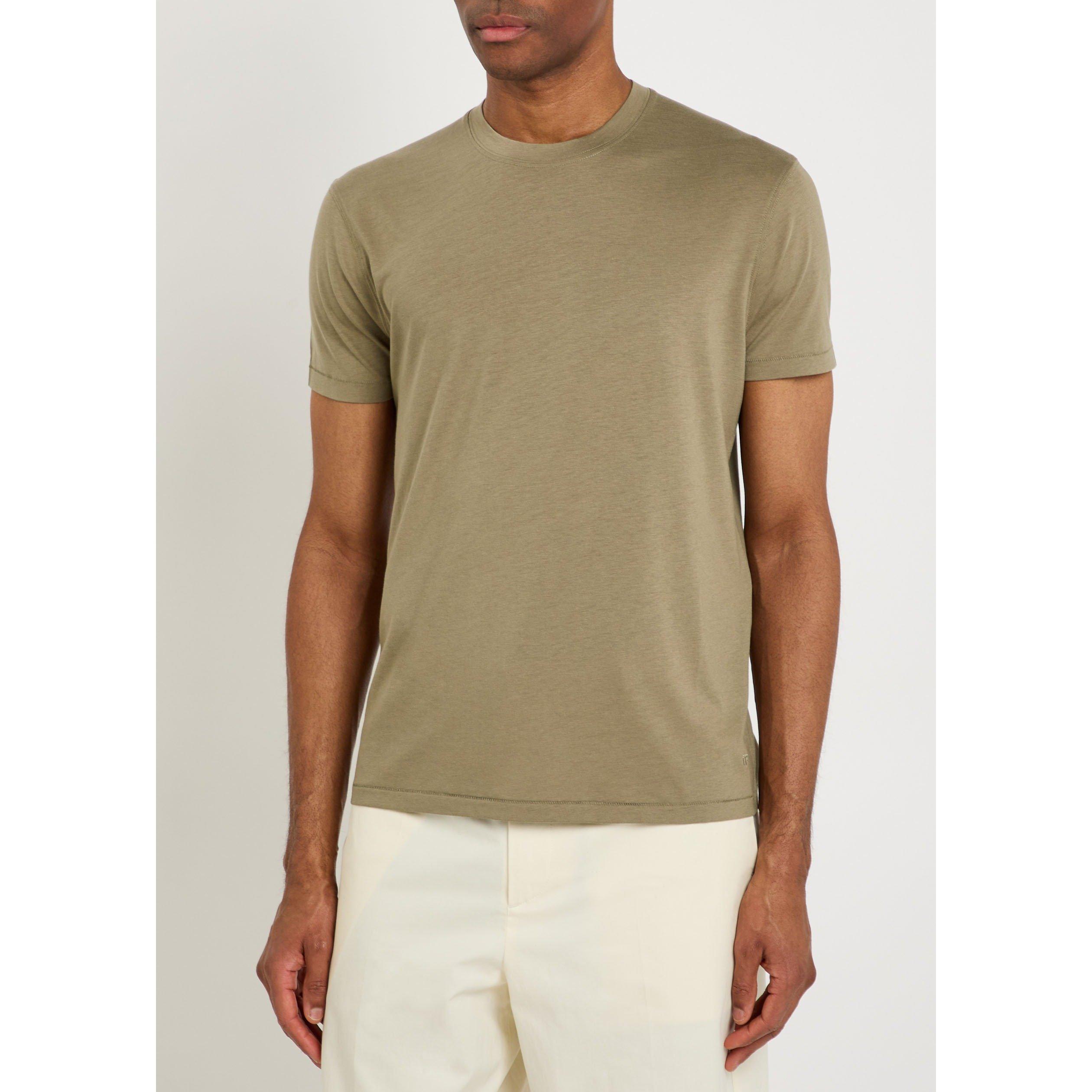 GREEN - Tom Ford - Men's Lyocell Short-Sleeve Crew-Neck T-Shirt - 2