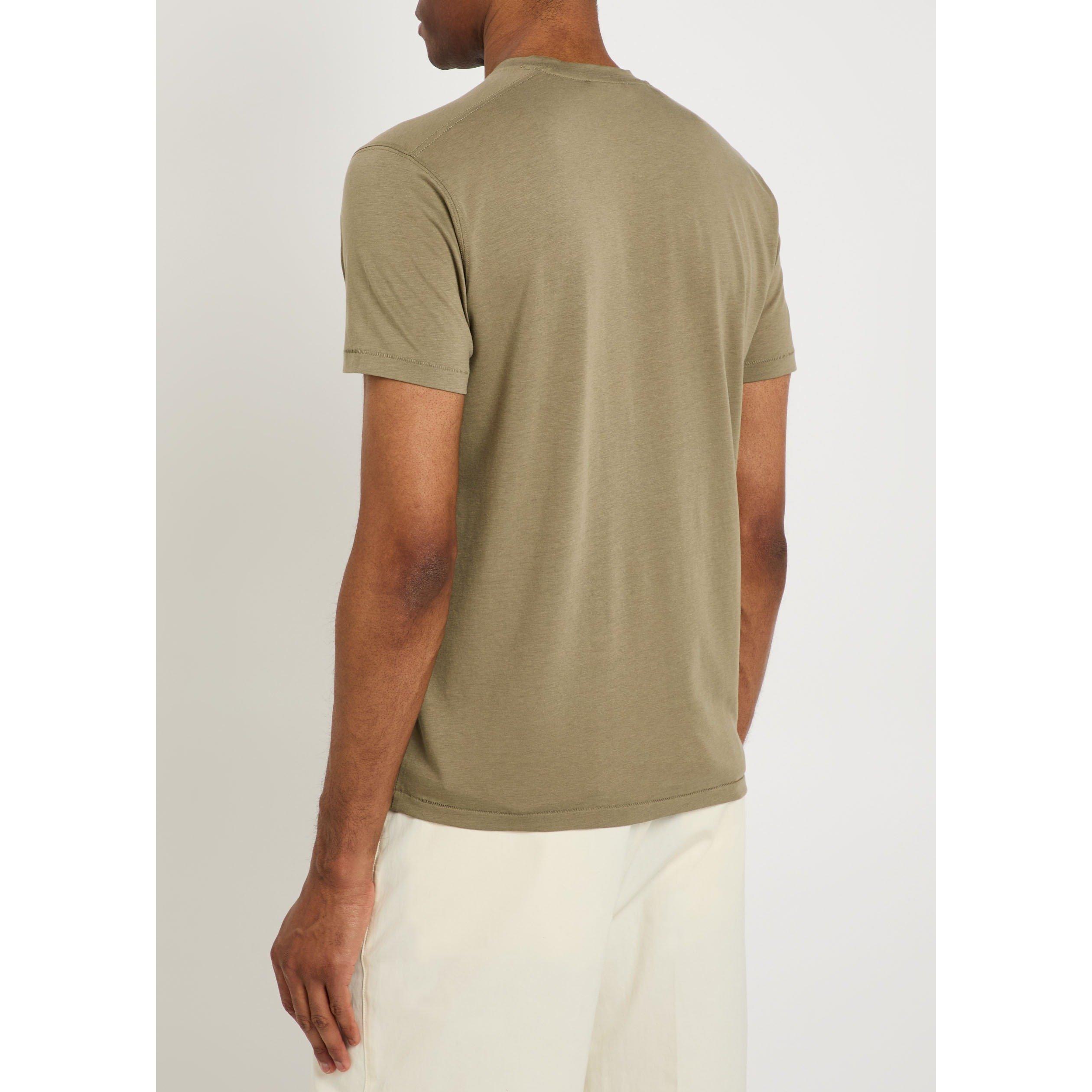 GREEN - Tom Ford - Men's Lyocell Short-Sleeve Crew-Neck T-Shirt - 3