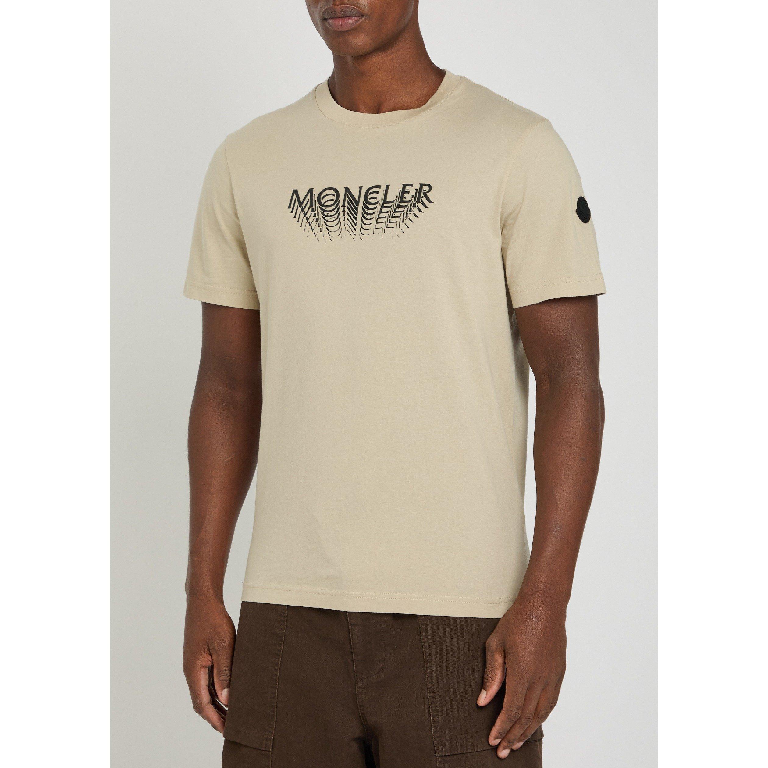 BEIGE - Moncler - Men's Chest Logo Cotton Short-Sleeve T-Shirt - 2