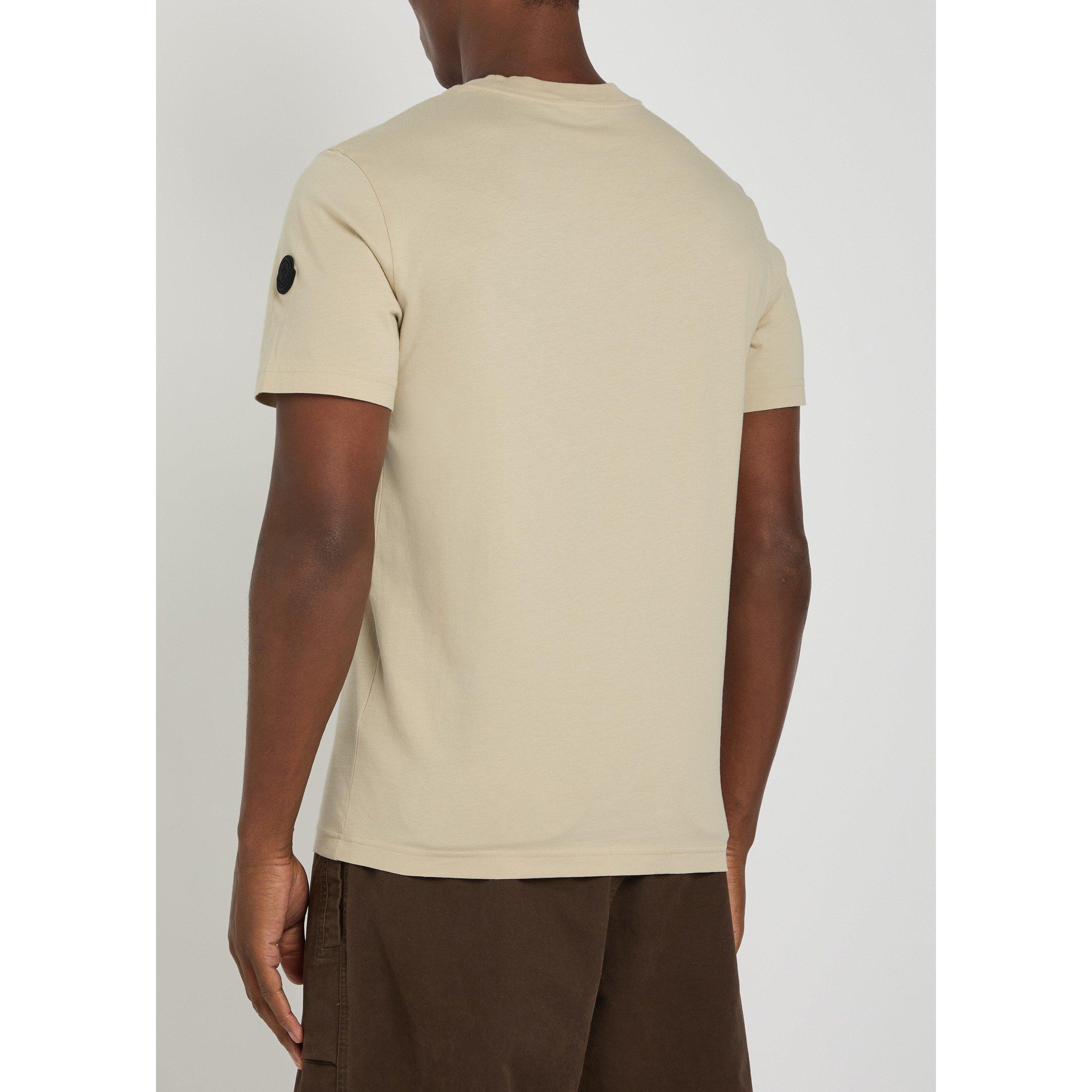BEIGE - Moncler - Men's Chest Logo Cotton Short-Sleeve T-Shirt - 3