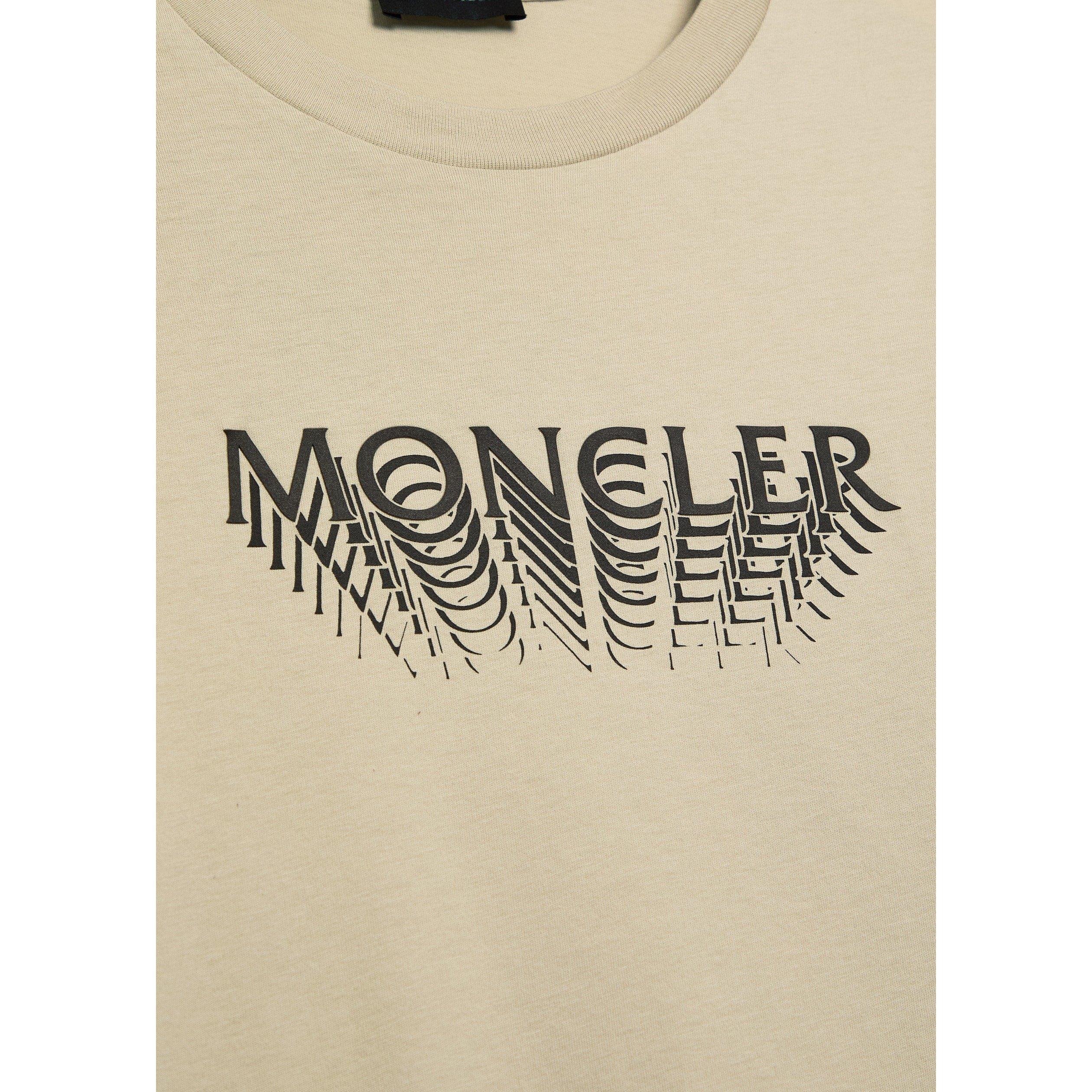 BEIGE - Moncler - Men's Chest Logo Cotton Short-Sleeve T-Shirt - 4