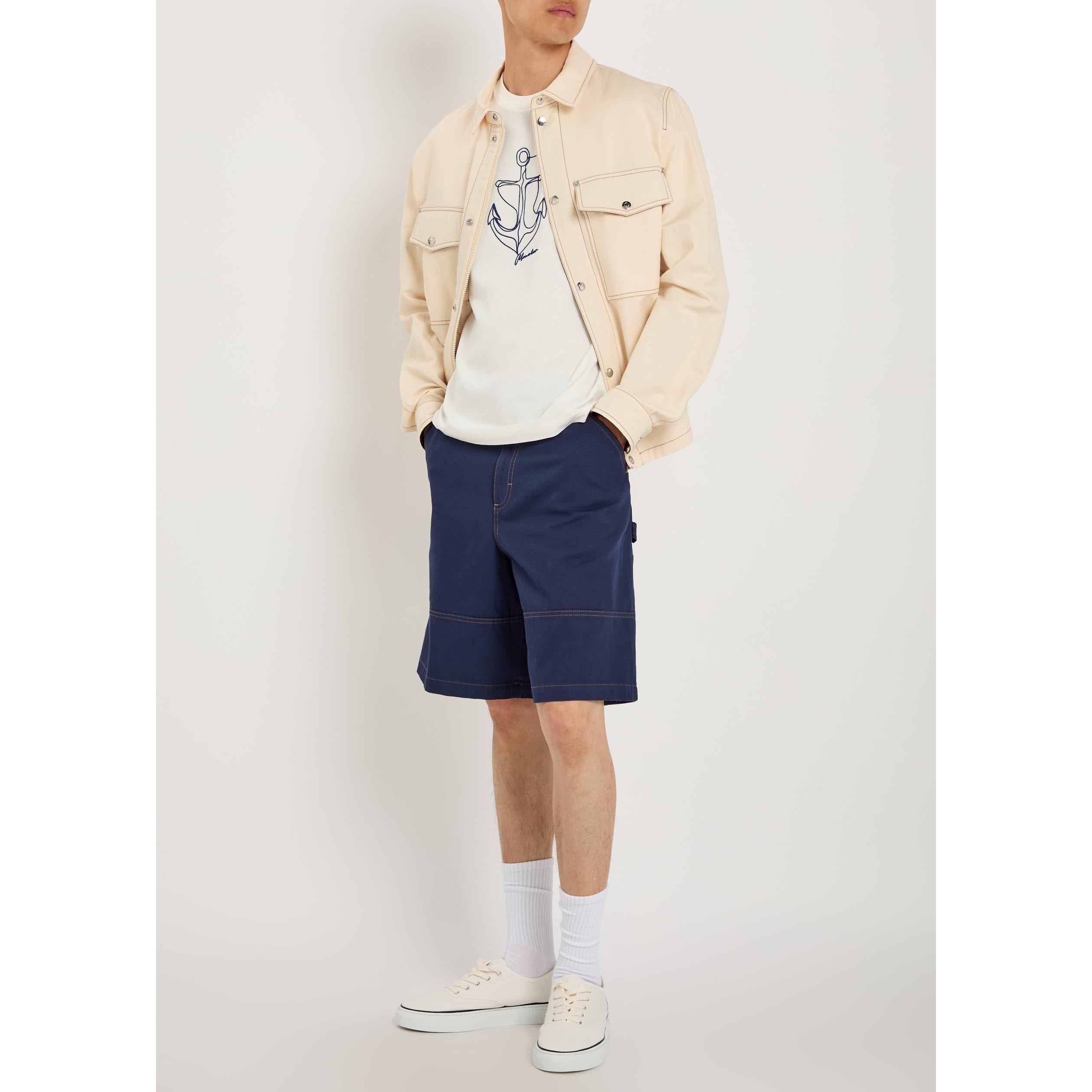 WHITE - Moncler - Men's Anchor Logo Cotton Short-Sleeve T-Shirt - 5