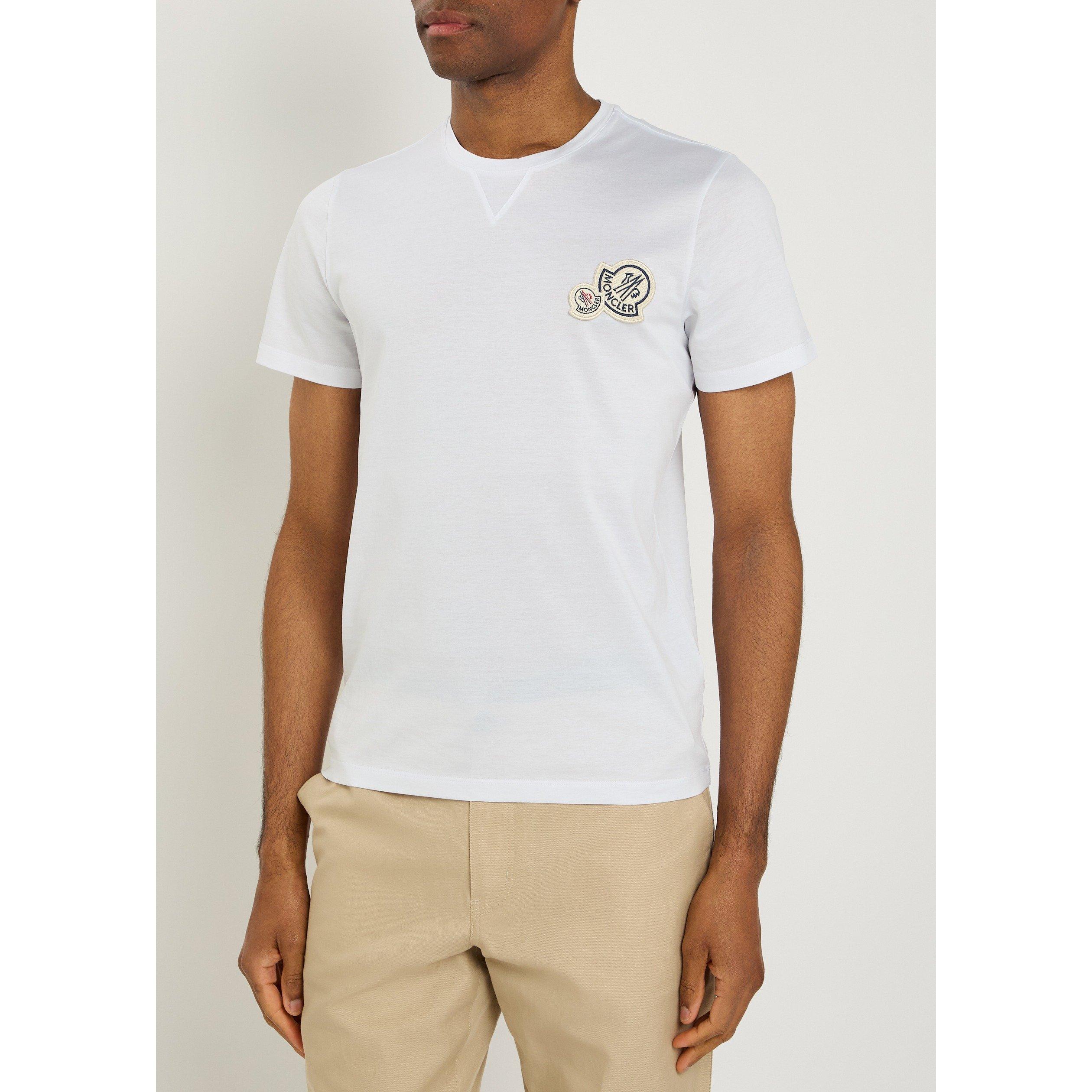 WHITE - Moncler - Men's Two Logo Cotton Short-Sleeve T-Shirt - 2