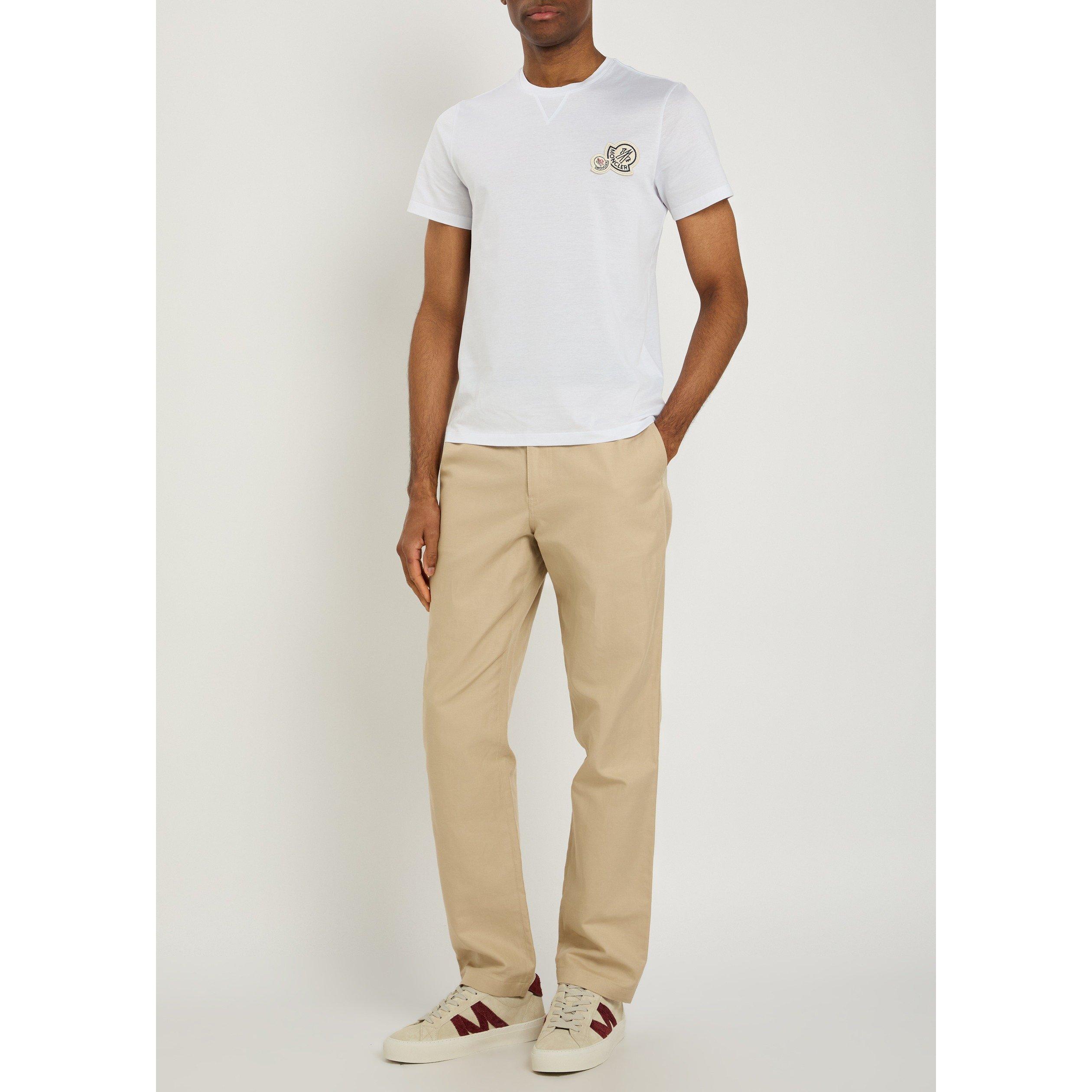 WHITE - Moncler - Men's Two Logo Cotton Short-Sleeve T-Shirt - 5