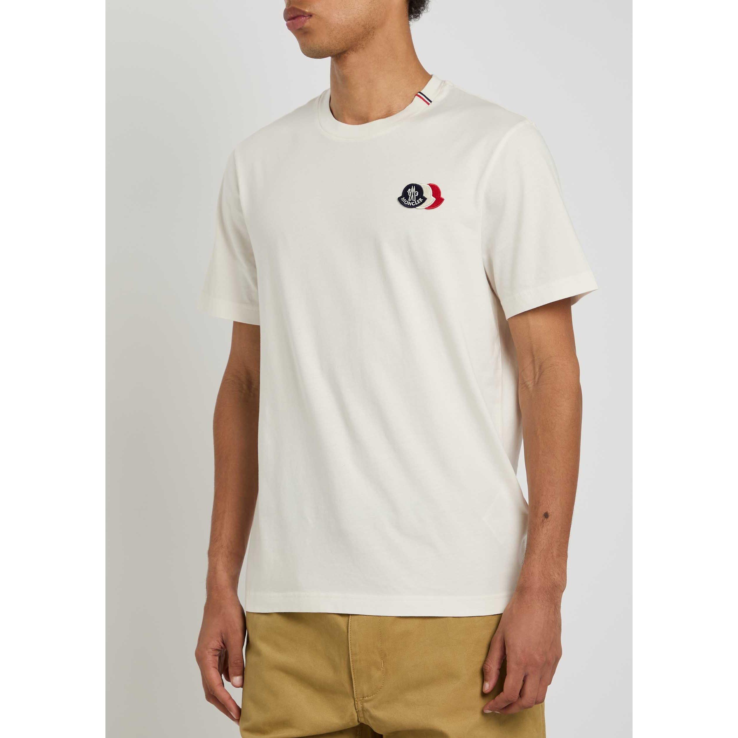WHITE - Moncler - Men's Tri Logo Cotton Short-Sleeve T-Shirt - 2