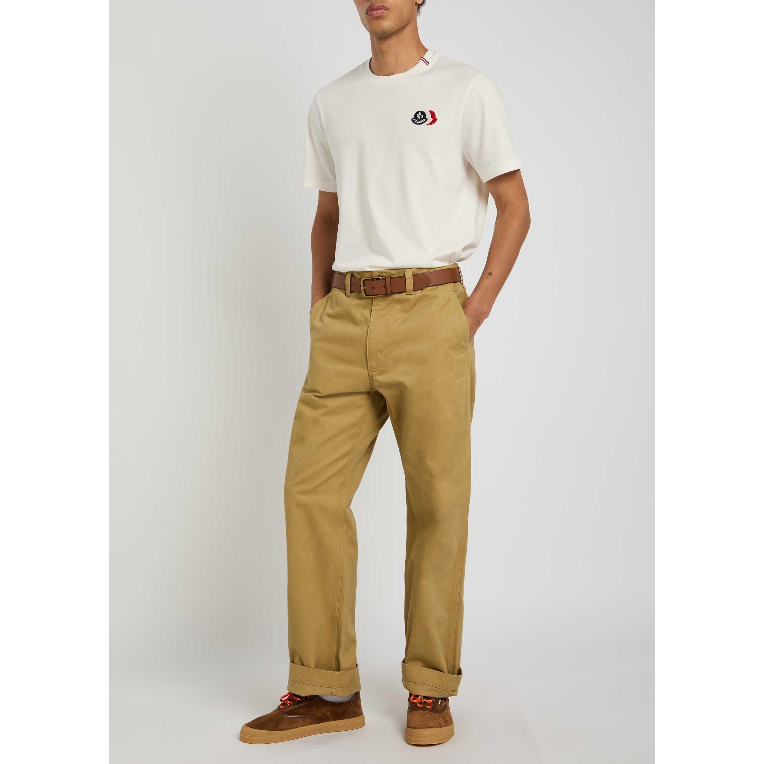 WHITE - Moncler - Men's Tri Logo Cotton Short-Sleeve T-Shirt - 5