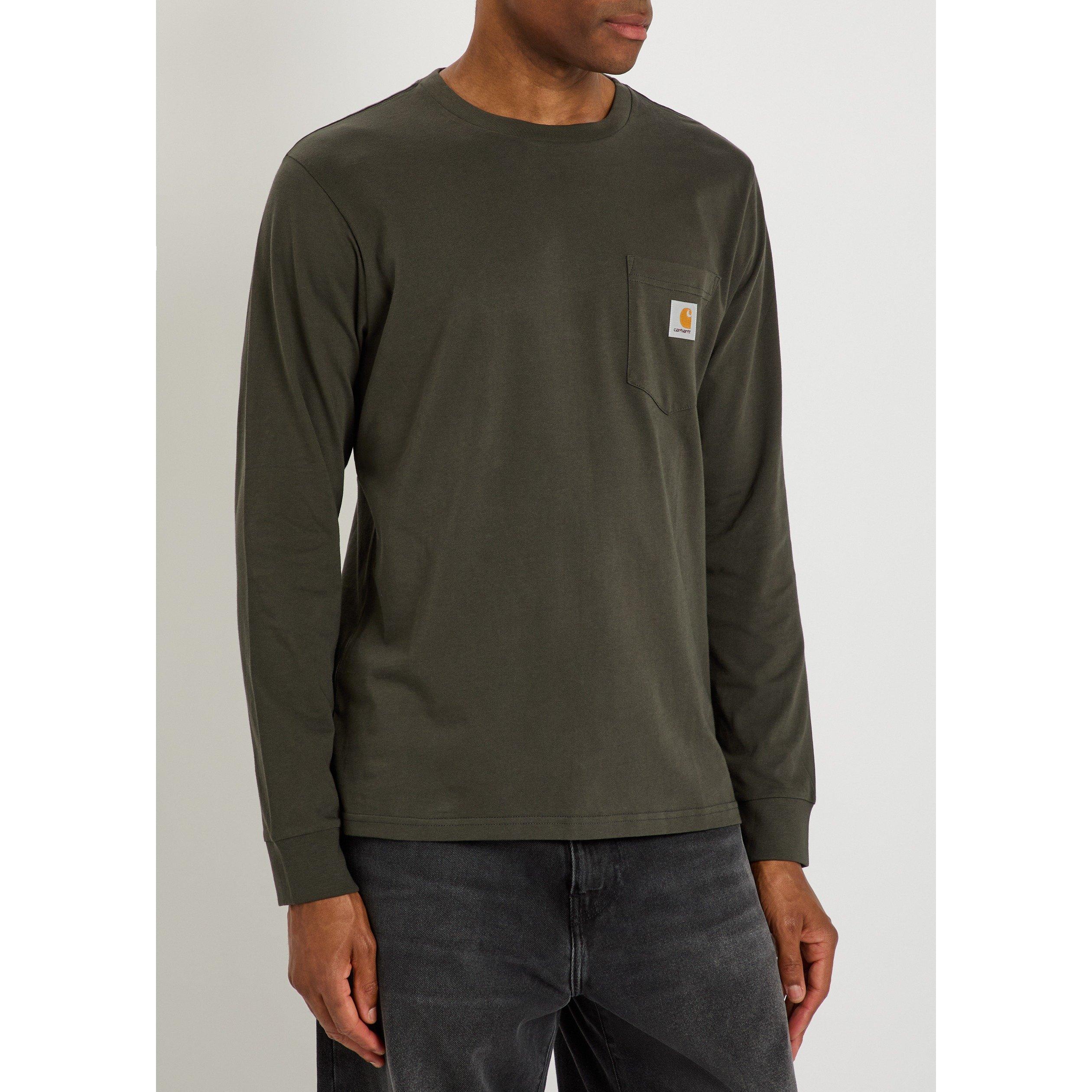GREEN - Carhartt - Men's Patch Cotton Long-Sleeve T-Shirt - 2