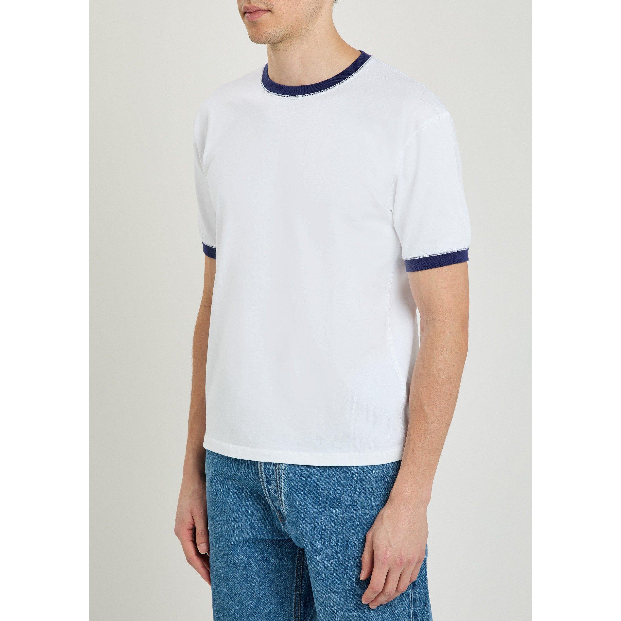 WHITE AND OTHER - Drakes - Men's Ringer Short-Sleeve Cotton T-Shirt - 2
