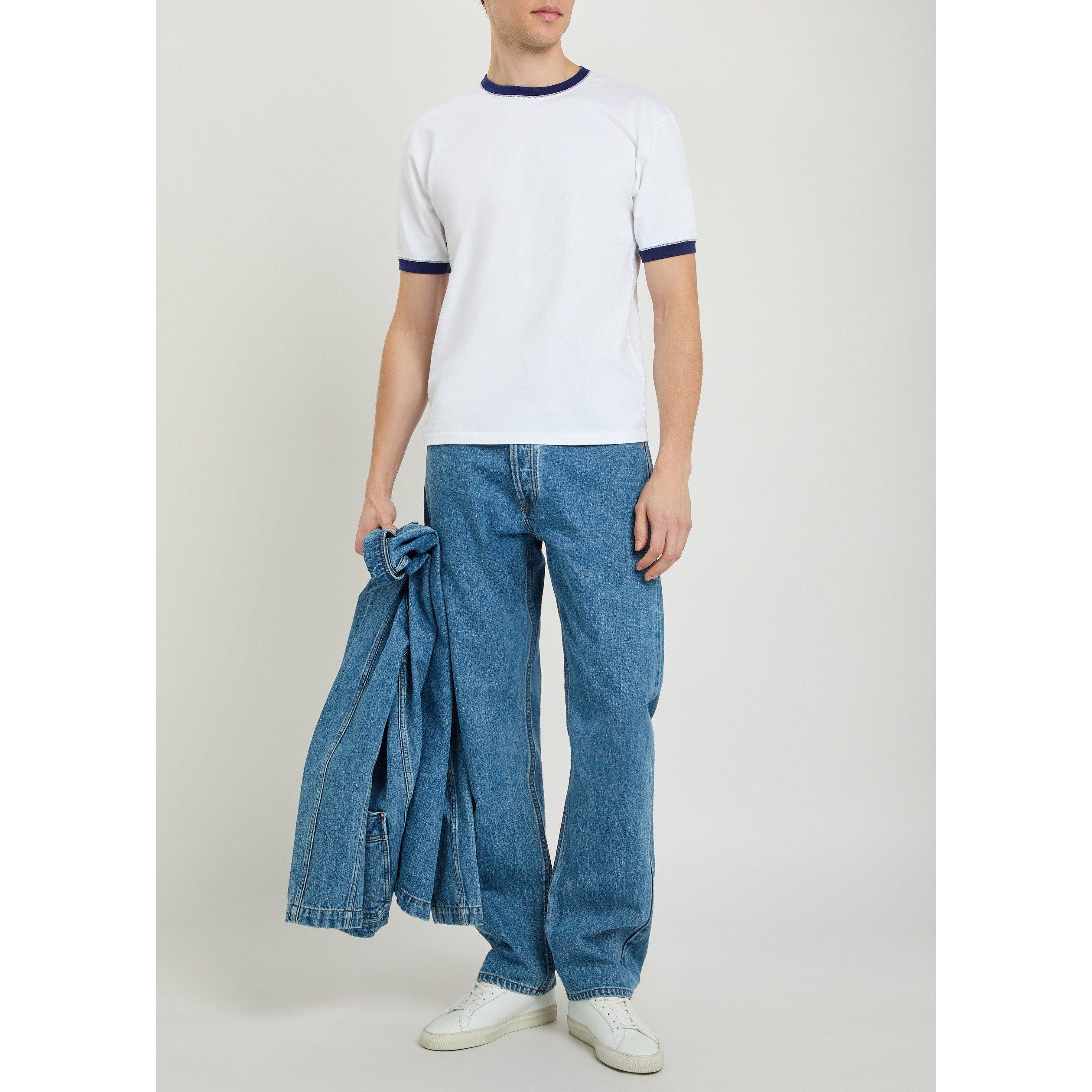 WHITE AND OTHER - Drakes - Men's Ringer Short-Sleeve Cotton T-Shirt - 5