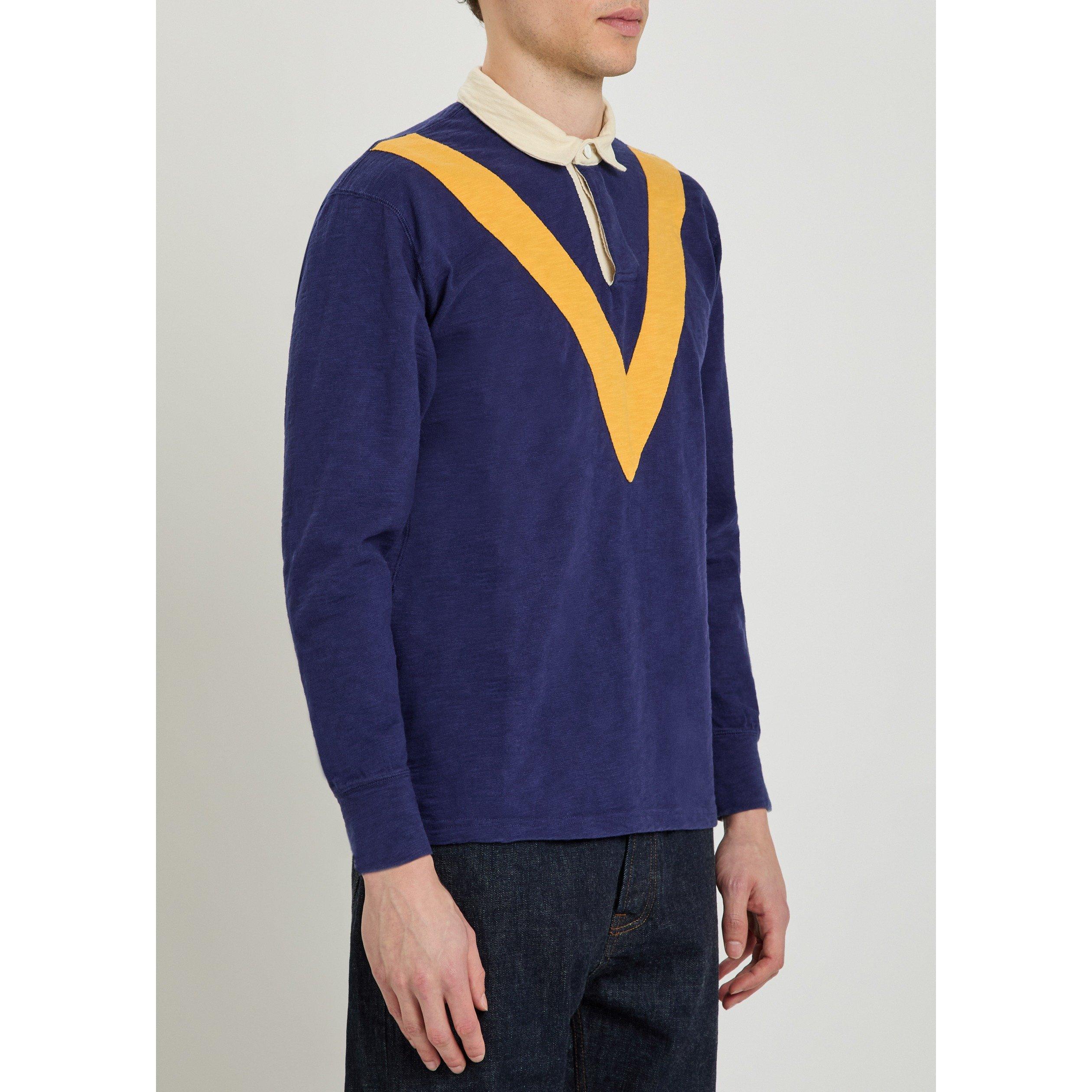 NAVY AND OTHER - Drakes - DRAKES CHEVRON RUGBY POLO LS - 2