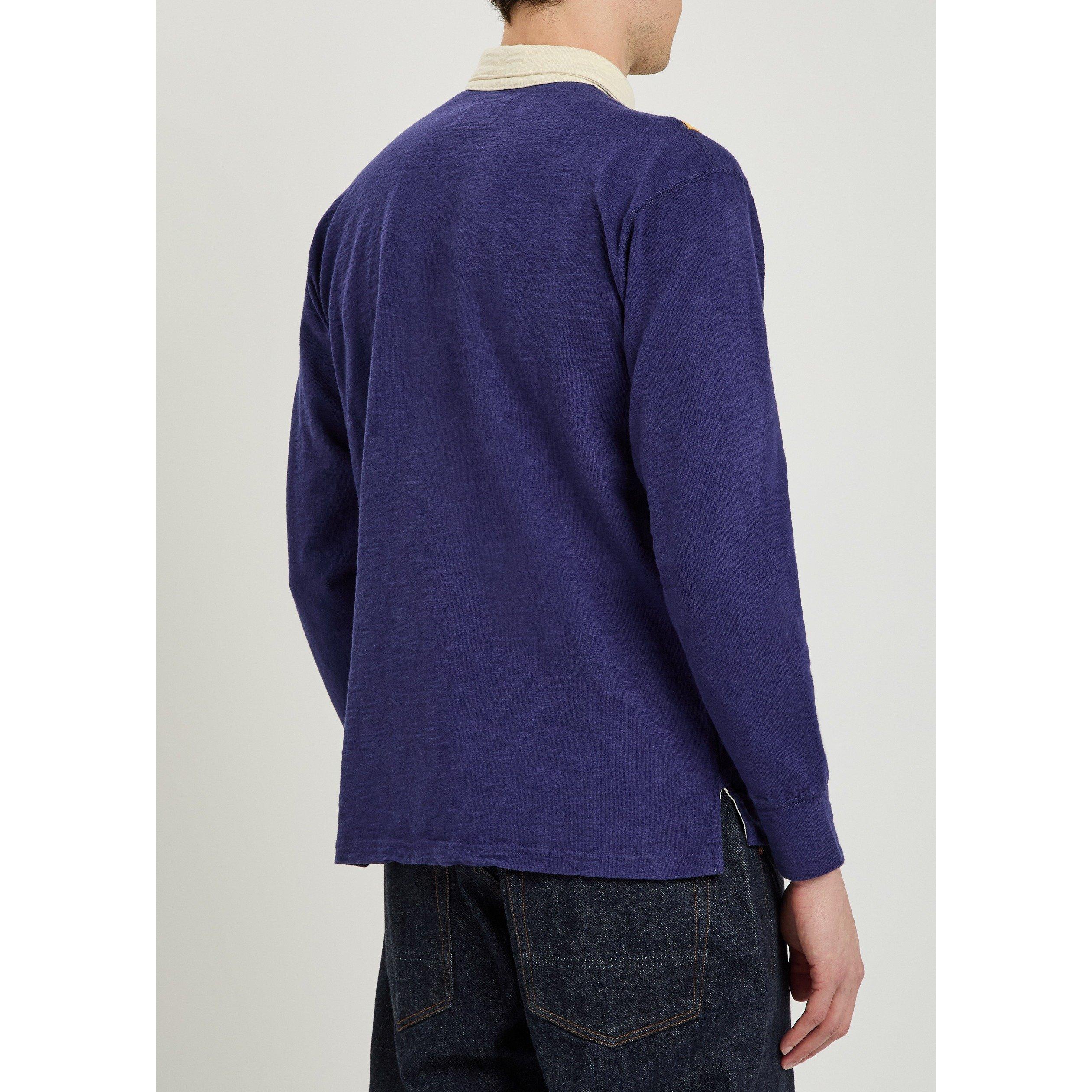 NAVY AND OTHER - Drakes - DRAKES CHEVRON RUGBY POLO LS - 3