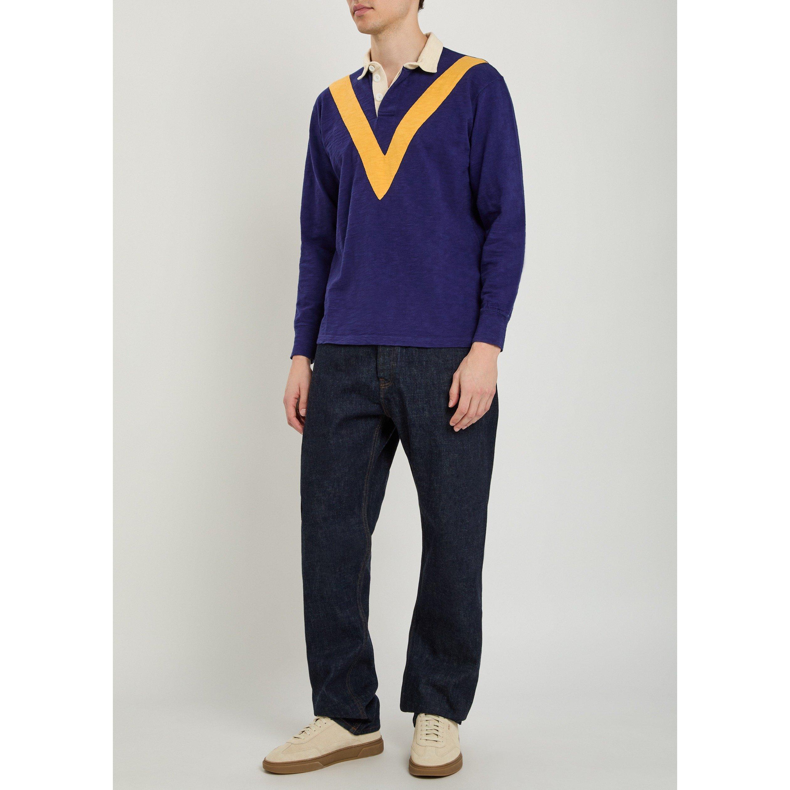 NAVY AND OTHER - Drakes - DRAKES CHEVRON RUGBY POLO LS - 5