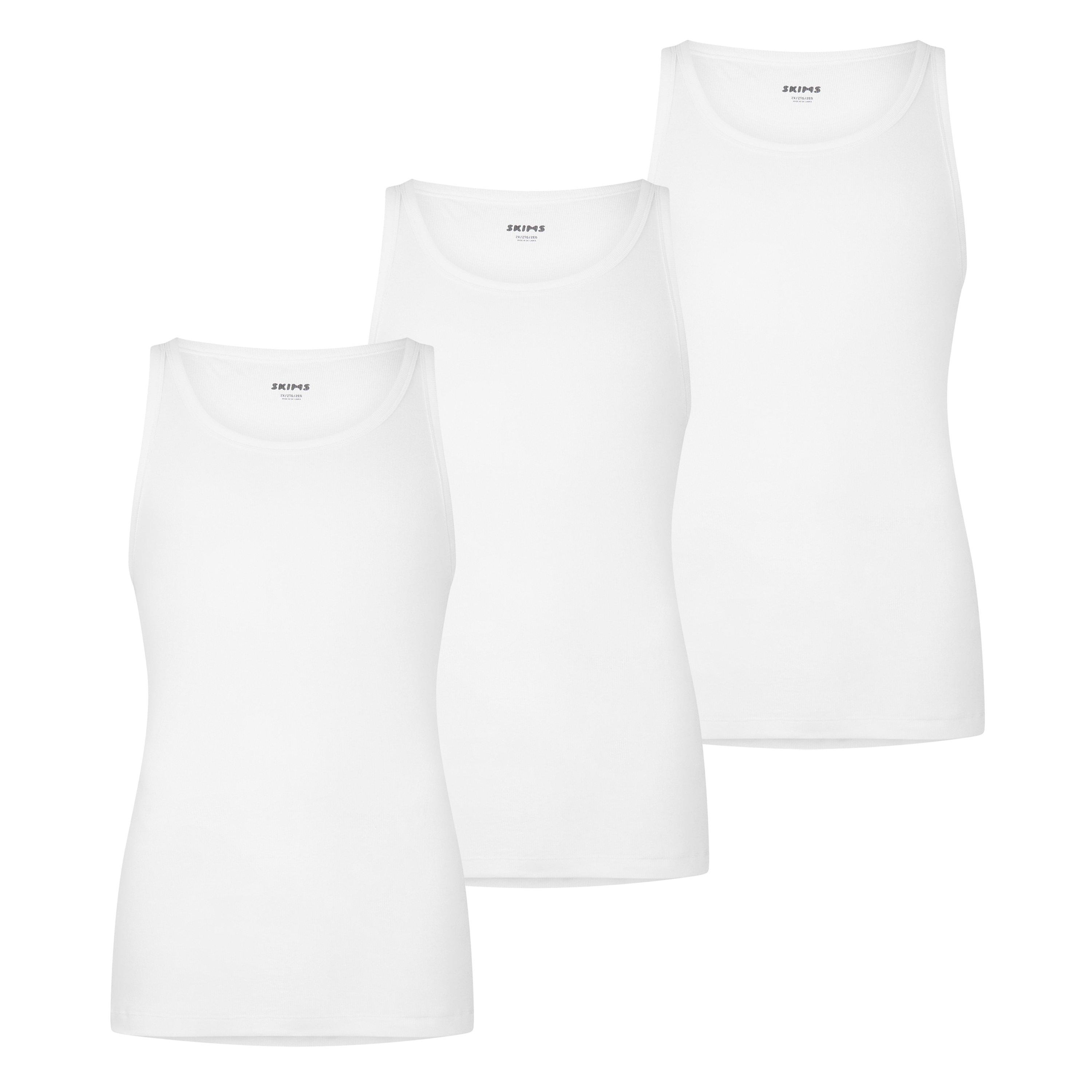WHITE - SKIMS - Men's Rib Slim-Fit Cotton Tank Top 3 Pack - 1