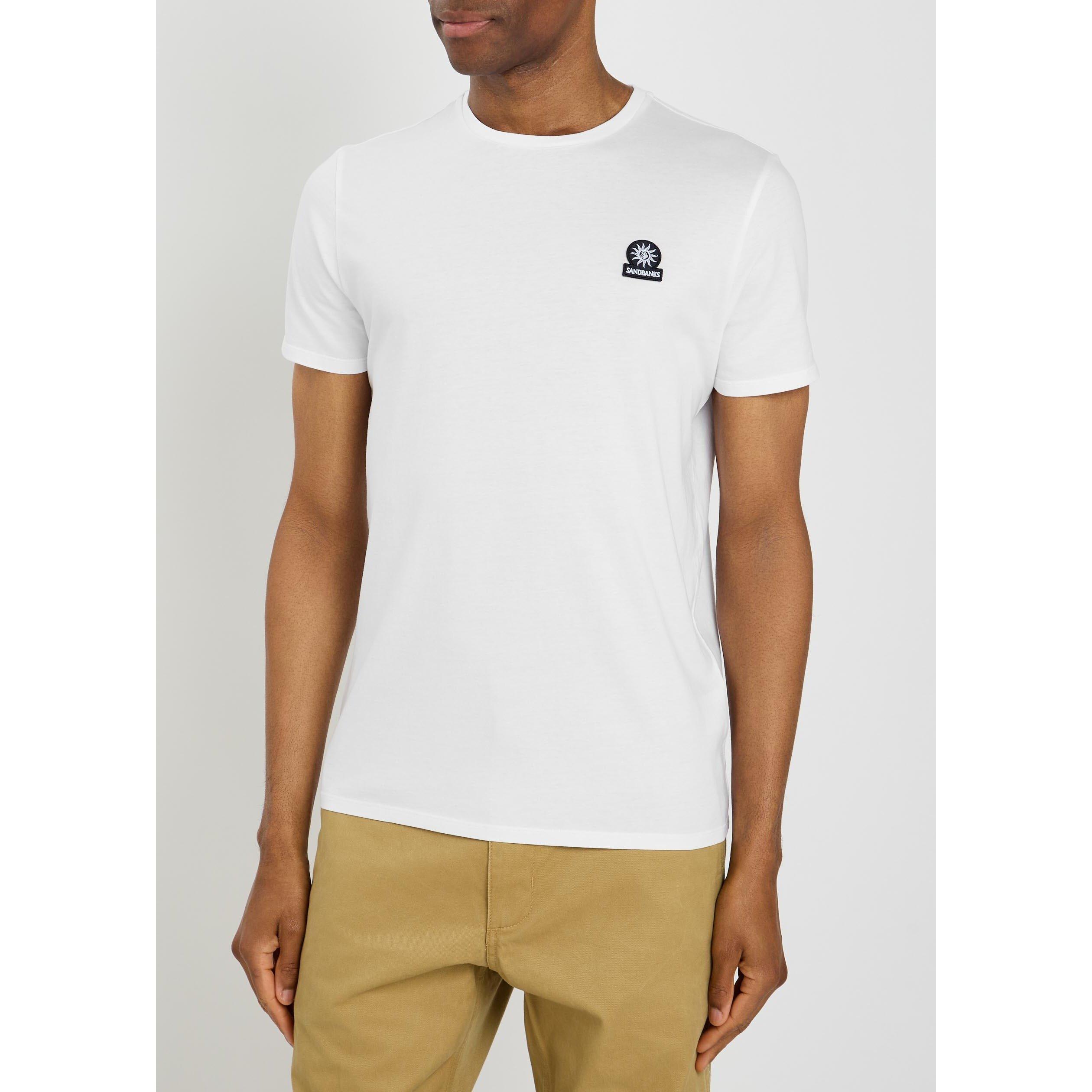 WHITE - Sandbanks - Men's Cotton Short-Sleeve Badge T-Shirt - 2