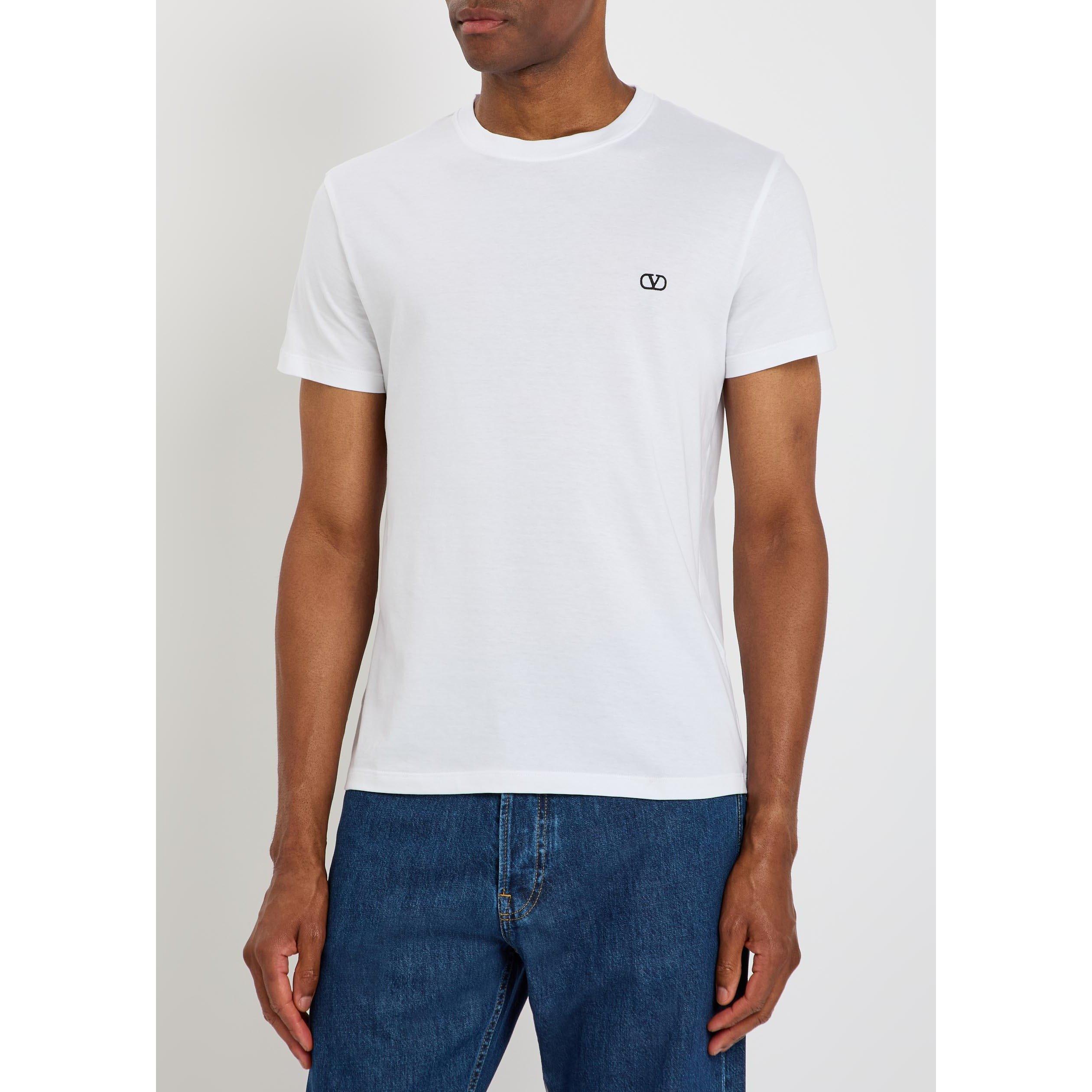 WHITE - Valentino - Men's Val Cotton Short-Sleeve T-Shirt - 2