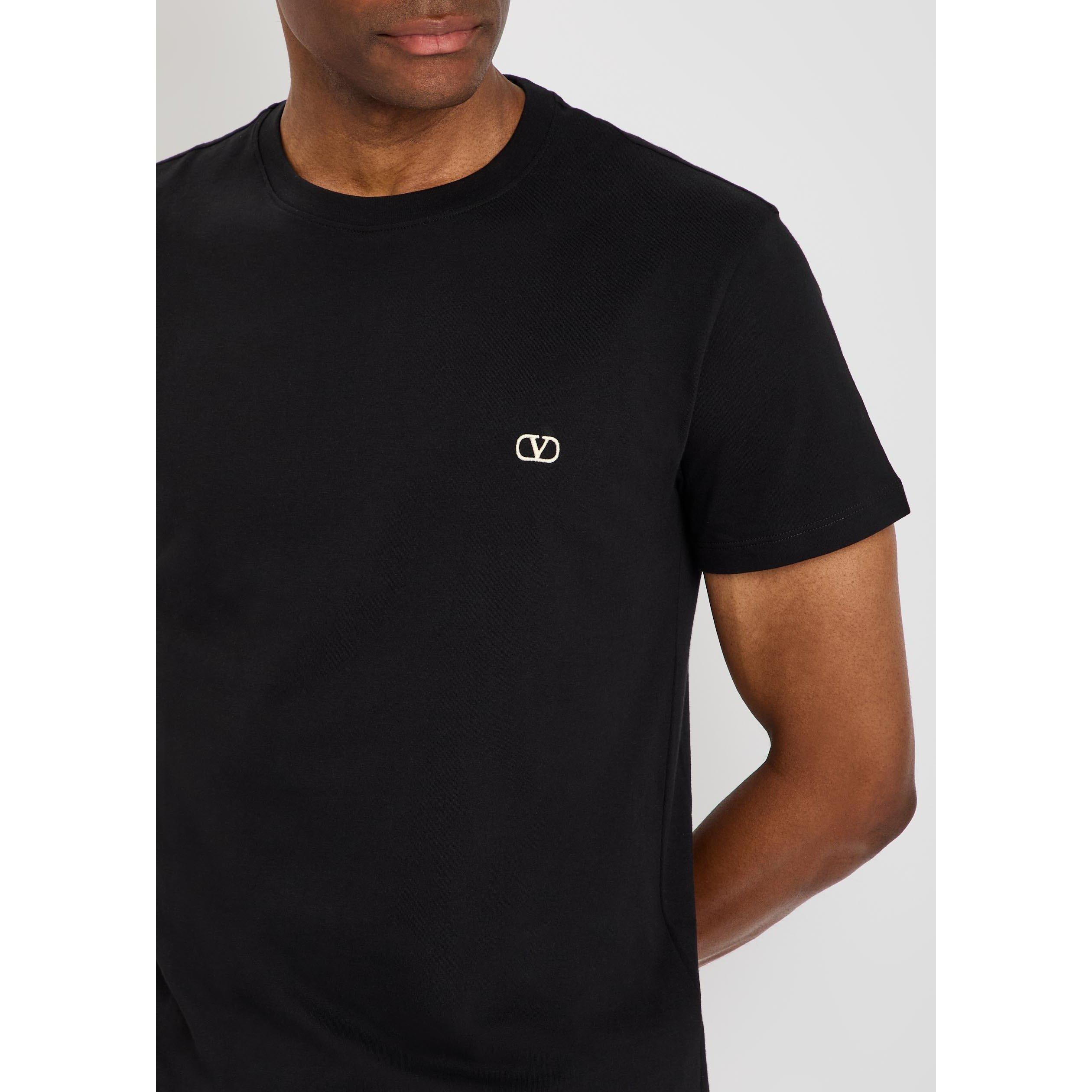 BLACK - Valentino - Men's Val Cotton Crew-Neck T-Shirt - 4