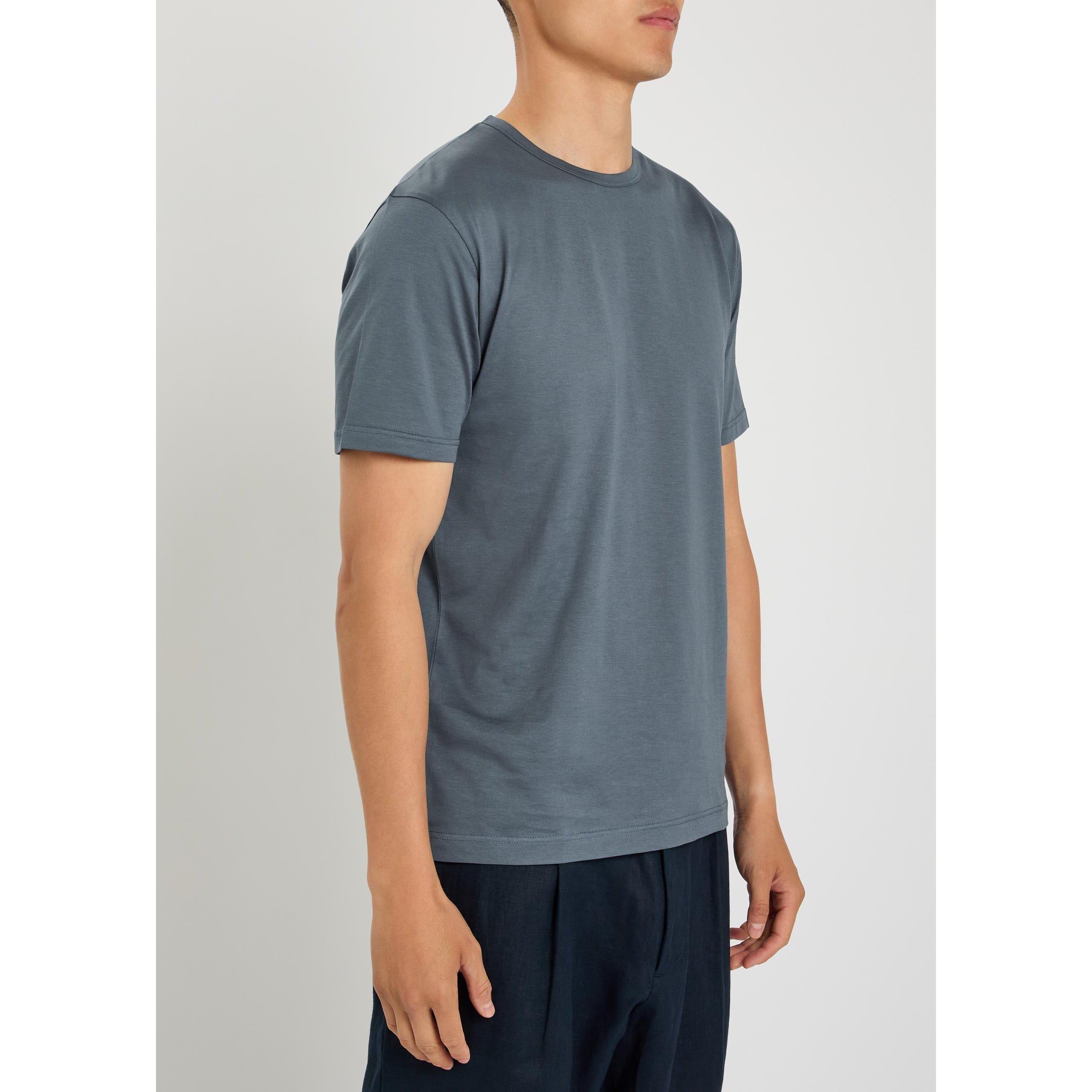 DARK BLUE - Sunspel - Men's Cotton Short-Sleeve Crew-Neck T-Shirt - 2