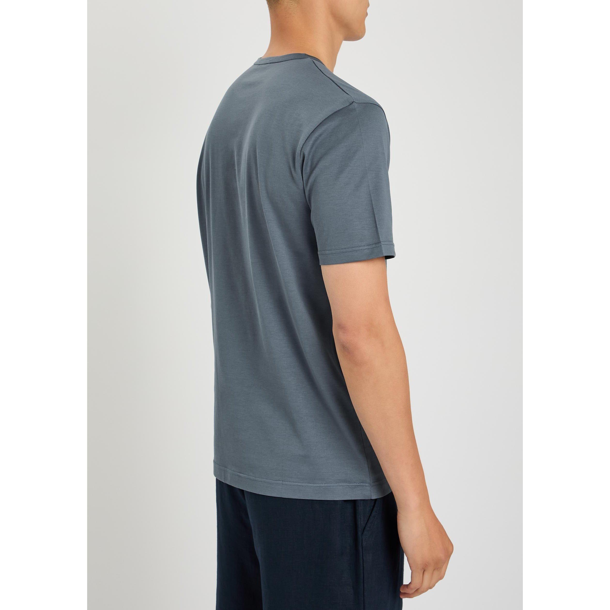 DARK BLUE - Sunspel - Men's Cotton Short-Sleeve Crew-Neck T-Shirt - 3