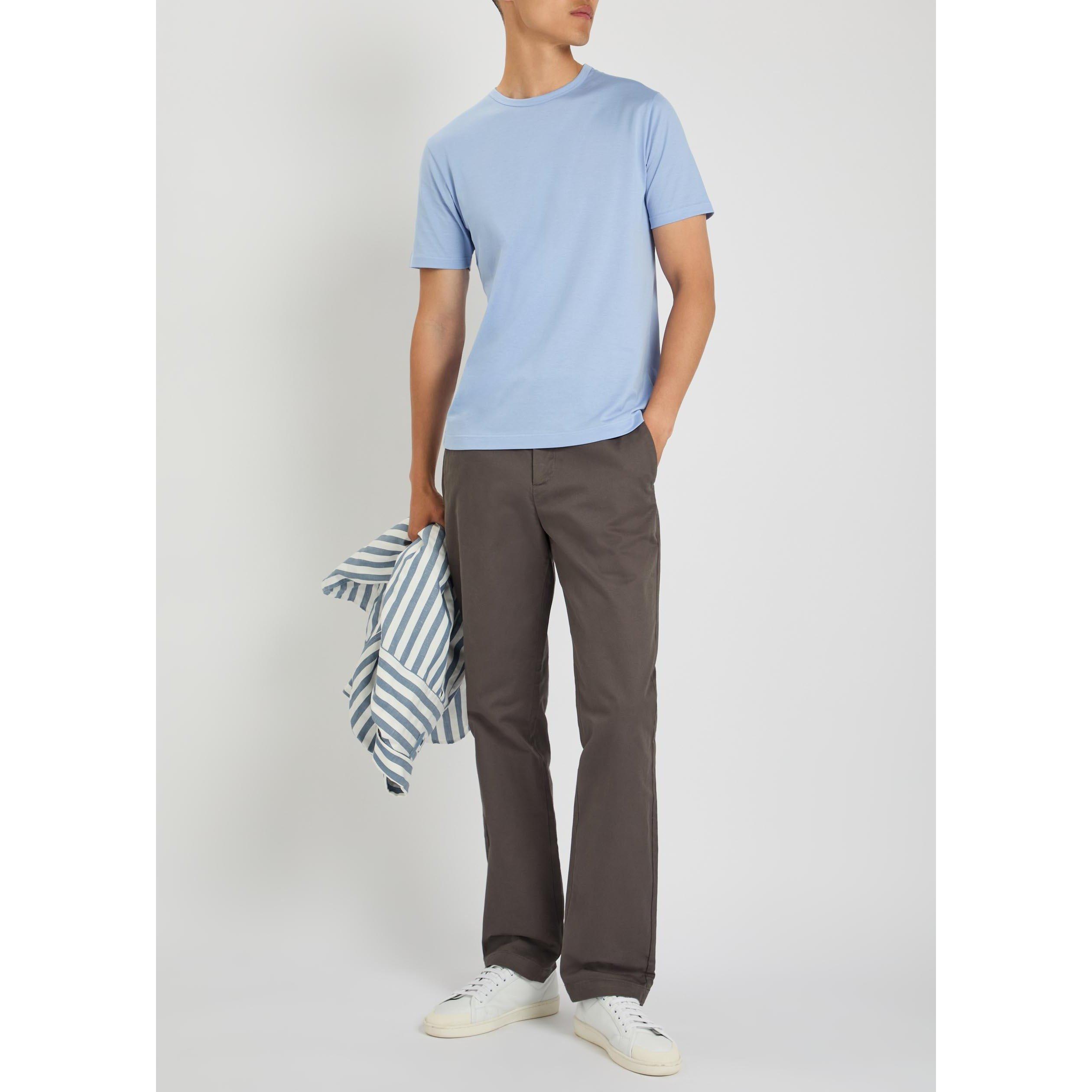 LIGHT BLUE - Sunspel - Men's Cotton Short-Sleeve T-Shirt - 5
