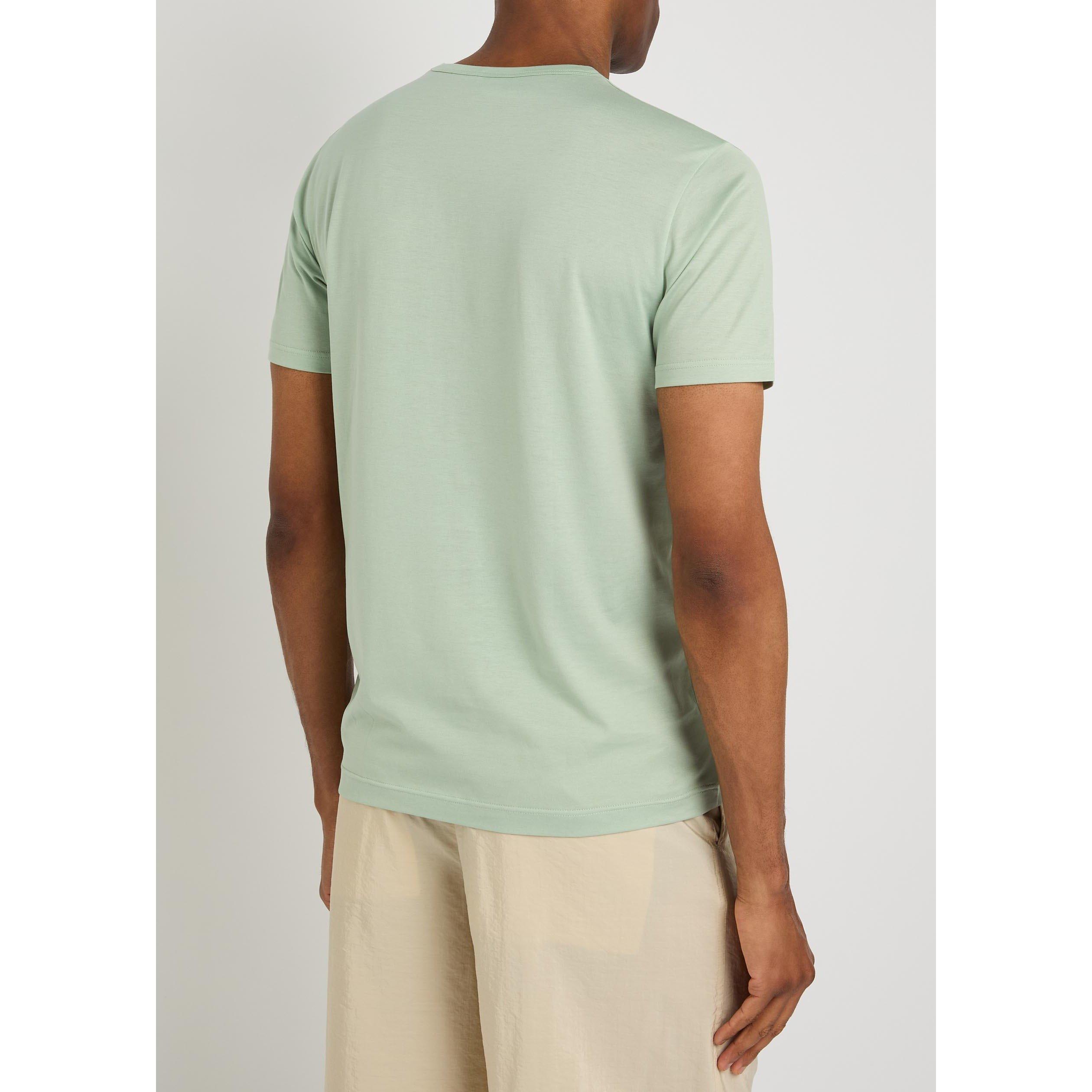 LIGHT GREEN - Sunspel - Men's Cotton Short-Sleeve Crew-Neck T-Shirt - 3