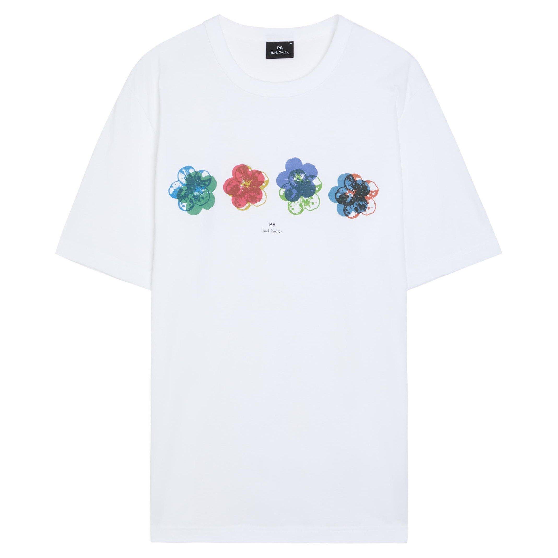 WHITE - PS Paul Smith - PS FLOWER GRAPHIC TEE SS