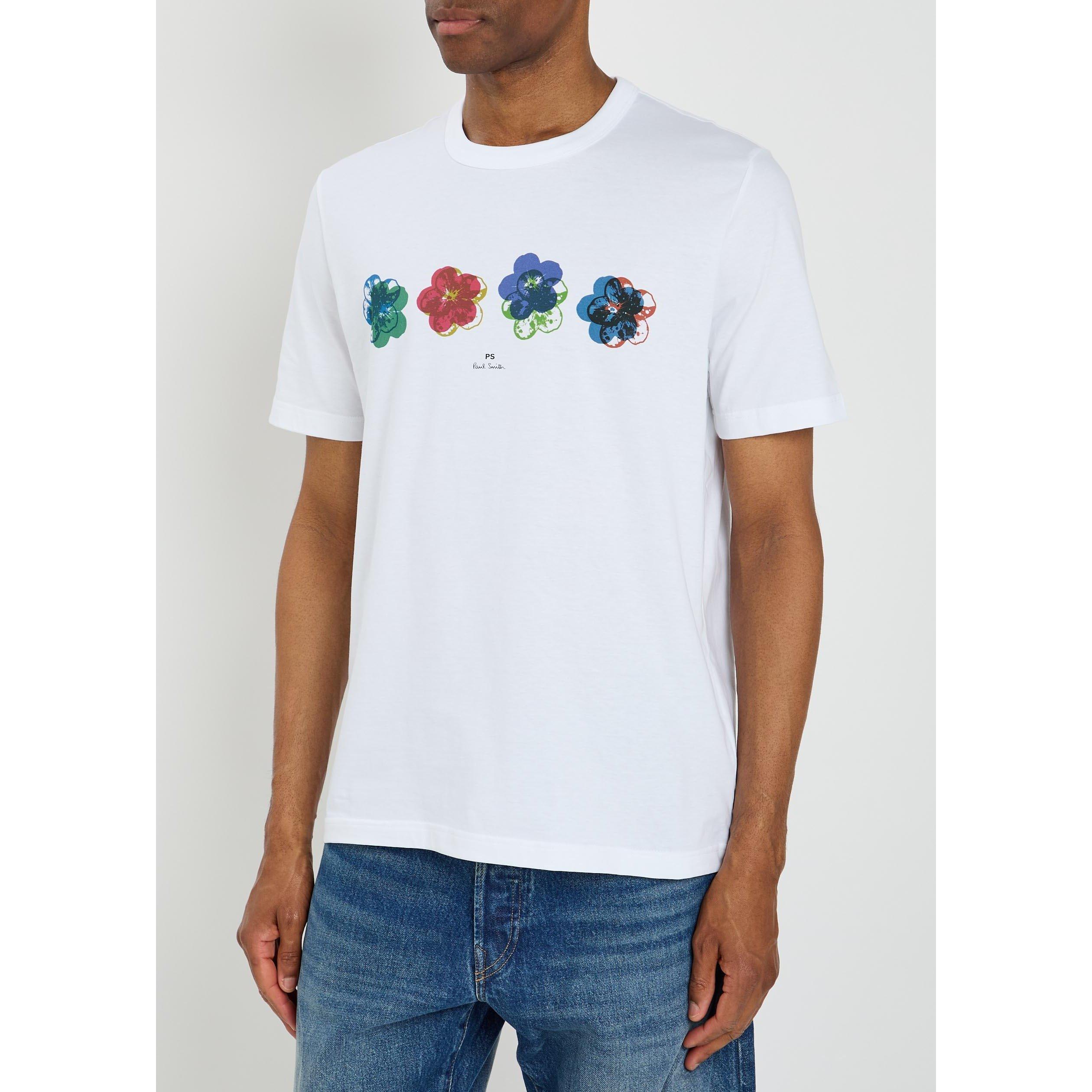 WHITE - PS Paul Smith - Men's Floral Graphic Organic Cotton Short-Sleeve T-Shirt - 2