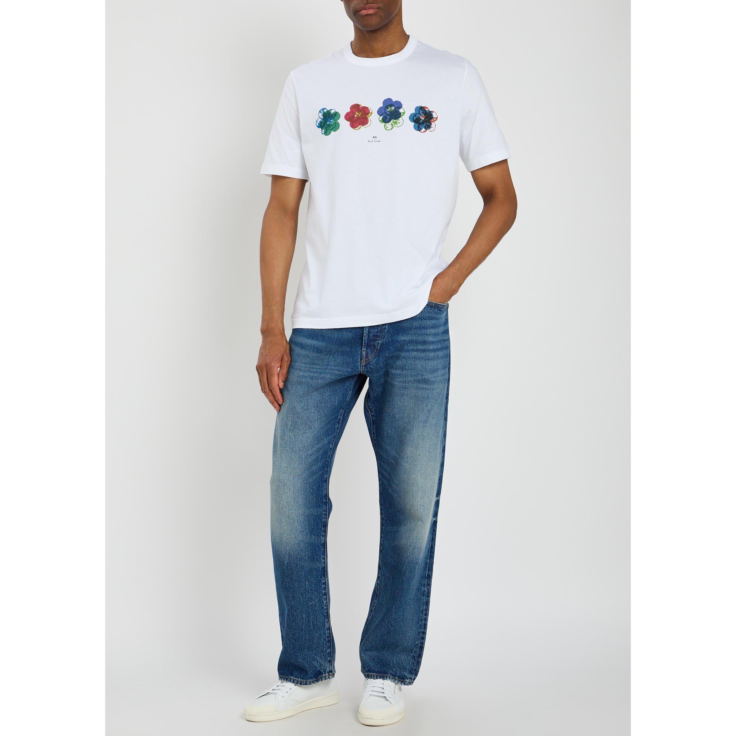 WHITE - PS Paul Smith - Men's Floral Graphic Organic Cotton Short-Sleeve T-Shirt - 5