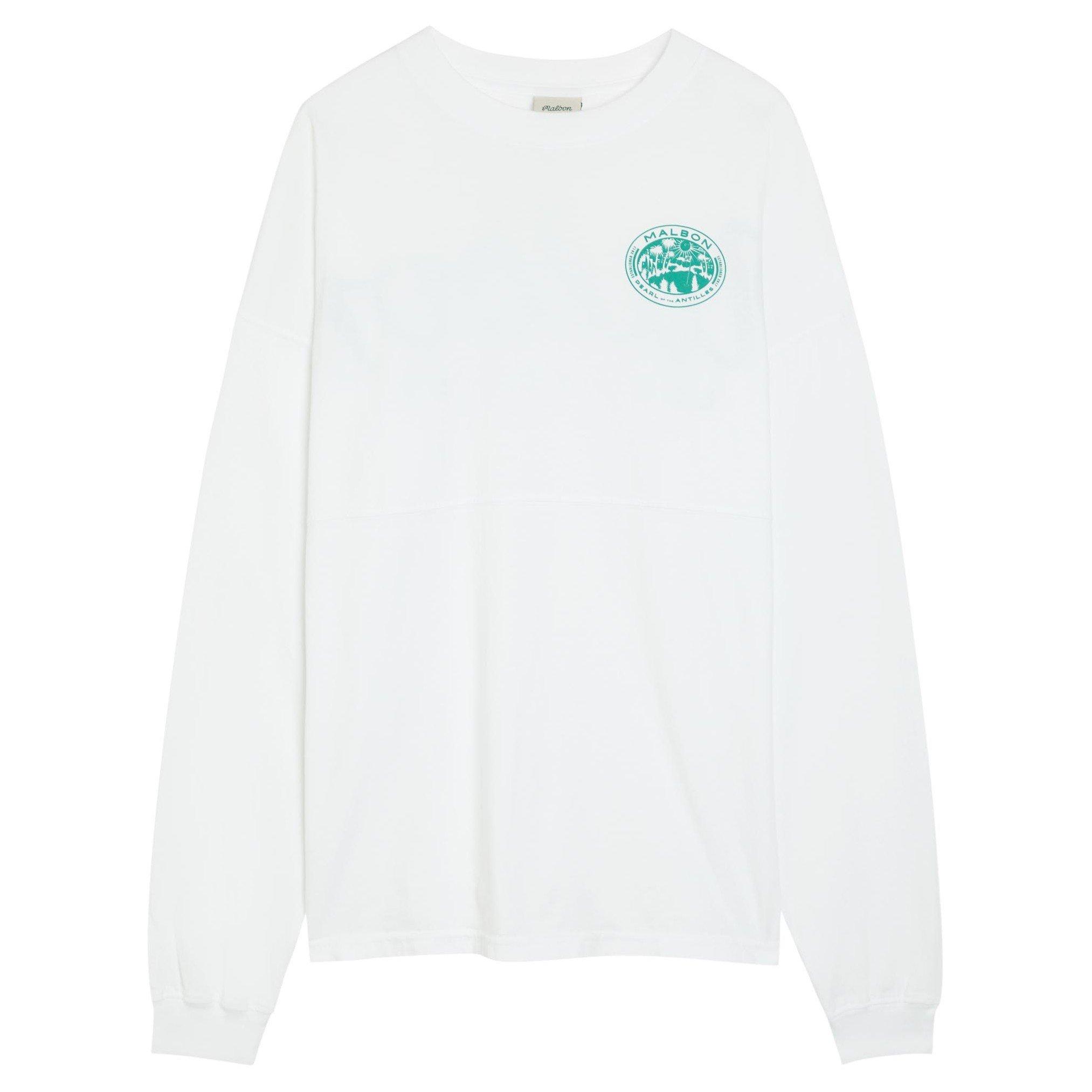 WHITE - Malbon - Men's Horizon Cotton Long-Sleeve Oversized-Fit T-Shirt - 1