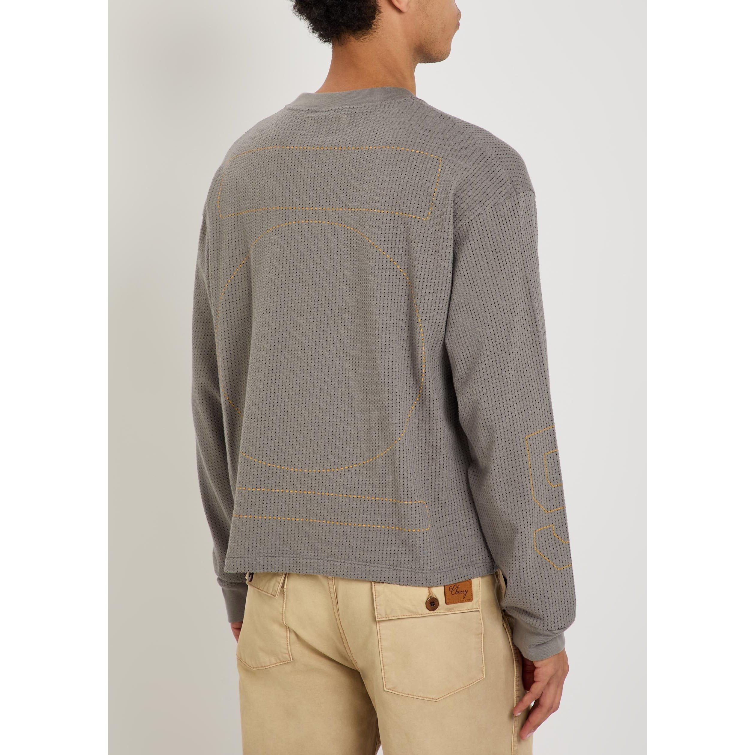 CHARCOAL - Cherry LA - Men's Motors Cotton Mesh Graphic Oversized-Fit Long-Sleeve T-Shirt - 3