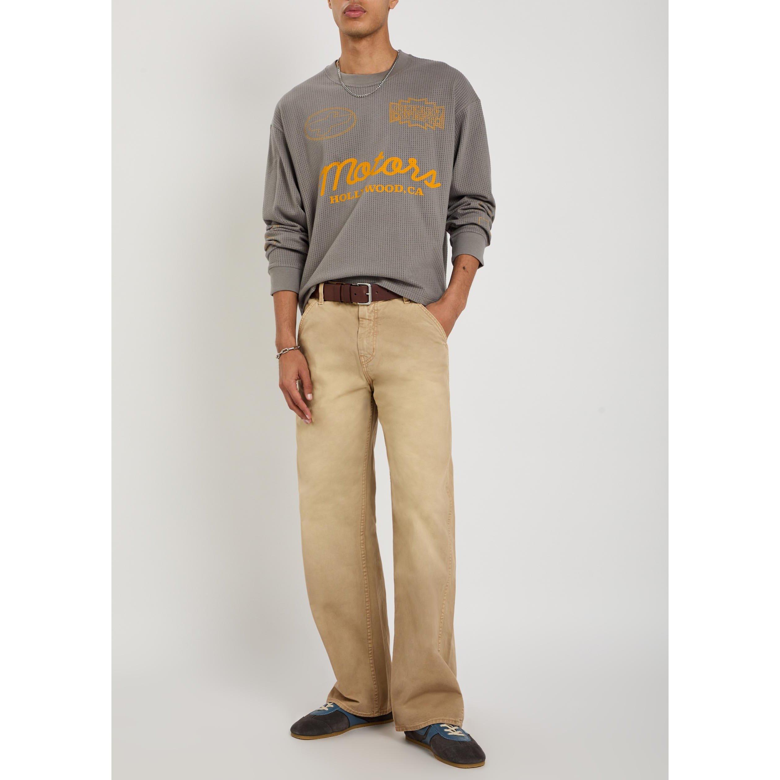 CHARCOAL - Cherry LA - Men's Motors Cotton Mesh Graphic Oversized-Fit Long-Sleeve T-Shirt - 5
