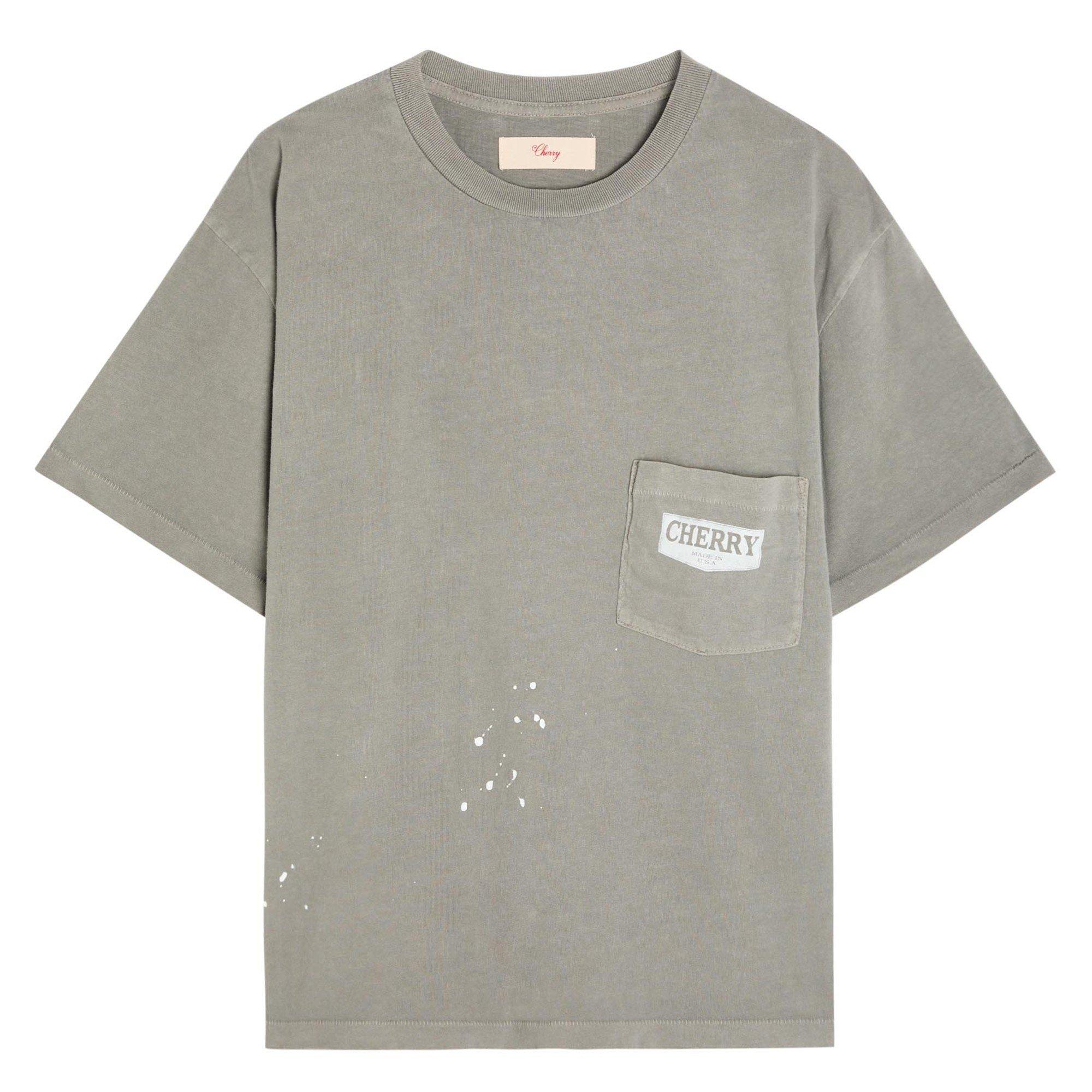 GREY - Cherry LA - CH CHEVRON BOXY POCKET TE