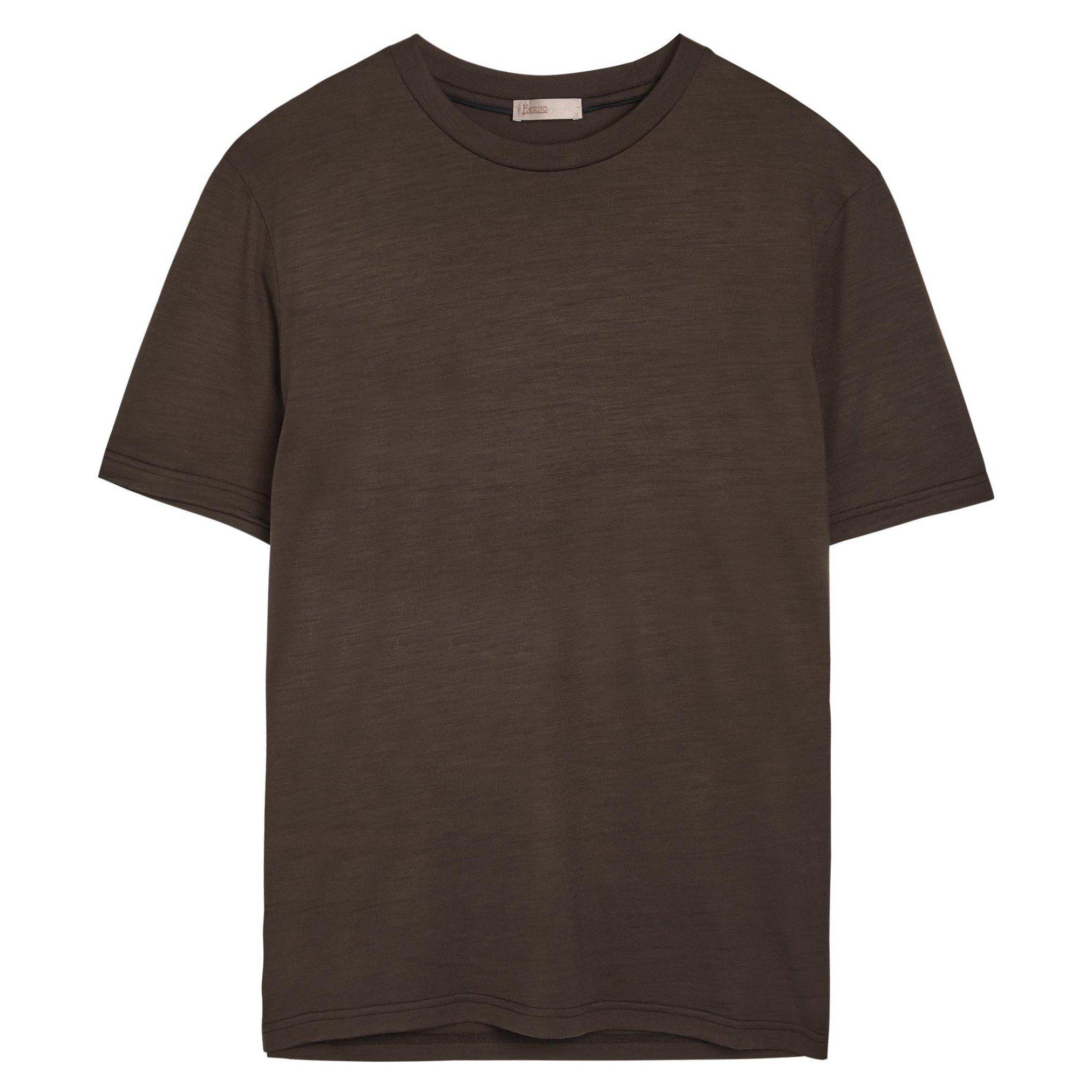 DARK BROWN - Herno - Men's Wool Short-Sleeve T-Shirt - 1