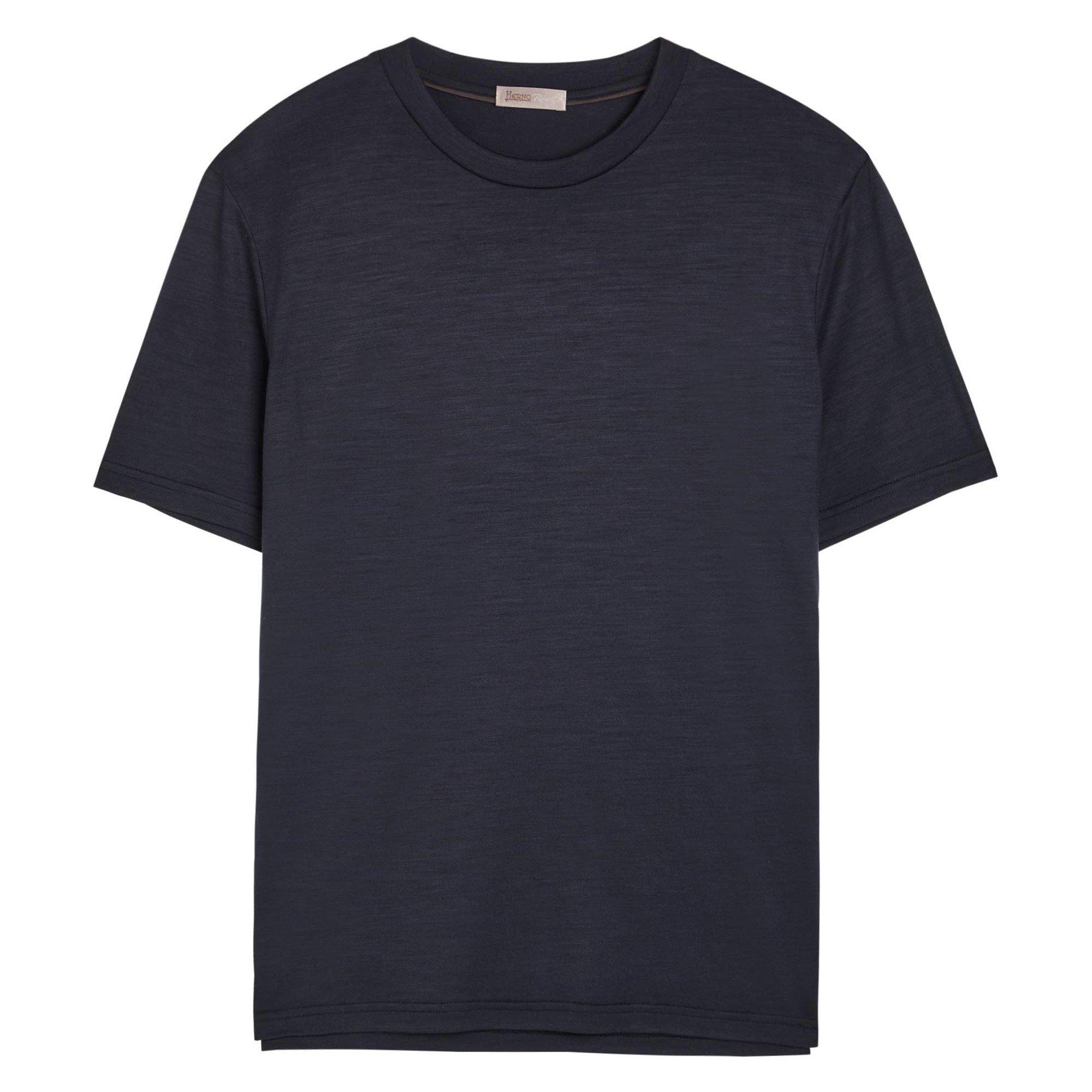 NAVY - Herno - Men's Short-Sleeve Crew-Neck Wool T-Shirt - 1